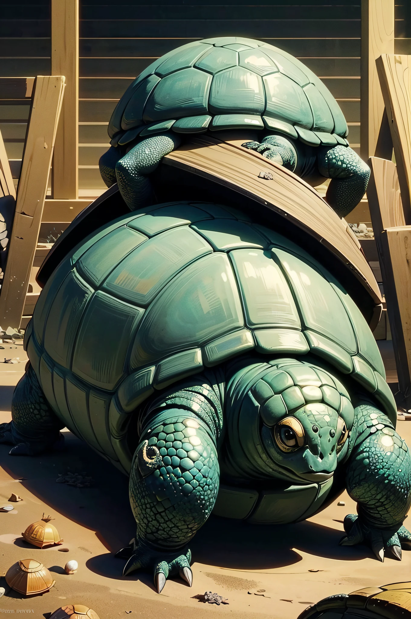 official art, unity 8k wallpaper, ultra-detailed, beautiful and aesthetic, masterpiece, best quality, (4 legs, many scales, hexagonal shell), ((geometric depiction of a tortoise))
