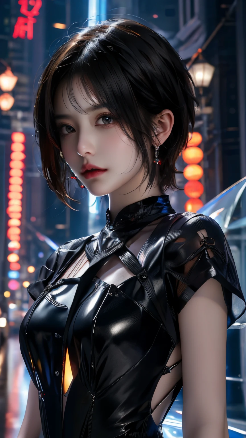 Ultra HD, The 8k quality, girl with, a pixie cut, black blur dress, Detailed eyes, Front capture, unreal enginee 5, medium breasts⁩