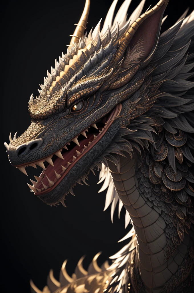 (best quality,ultra-detalhado,Realistic:1.37),a beautiful dragon from Japanese culture,forte,imponente,com uma cara assustadora,cuspindo fogo pela cena,traditional setting,estilo de arte tradicional,detalhes ornamentados,cores ricas,Contraste,Dark lighting,32k,textura