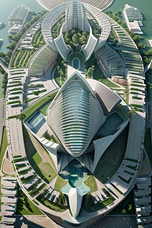 site plan of a ((coastal urban park)), high-density, Zaha Hadid architecture, ((top view)), natural light, mir render, masterpiece, high quality, outdoor