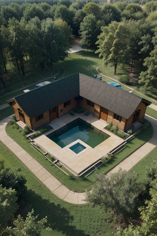 master plan of a ((andeam rural park)), low-density, vernacular architecture, ((top view)), natural light, mir render, masterpiece, high quality, outdoor