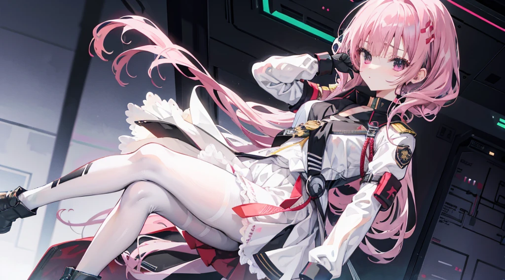 masterpiece,1girl,solo,pink hair,pink gloves,twintail,nurse cap, center_opening,blush,((all fours)),