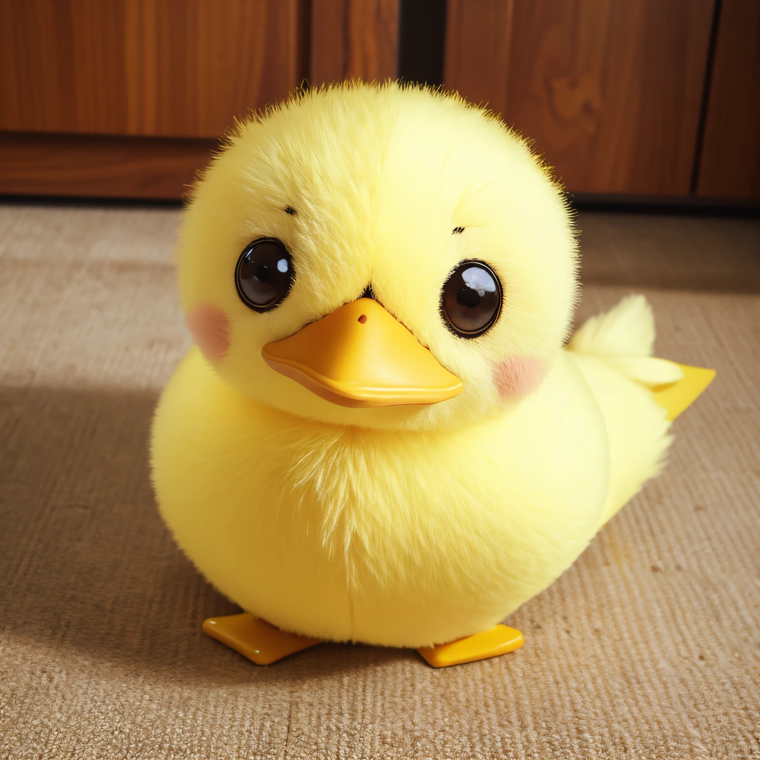 8k, yellow, little duck, cute, round head, fluffy, stuff toy,