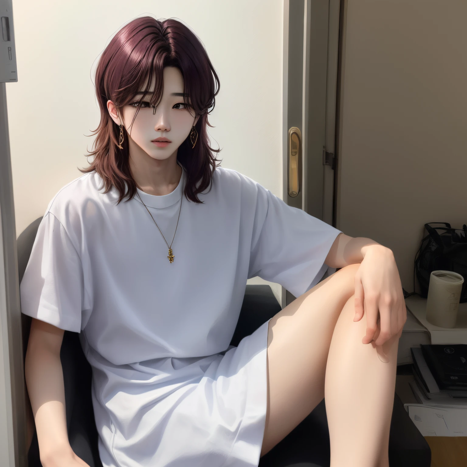 Jimin com cabelo longo e loiro