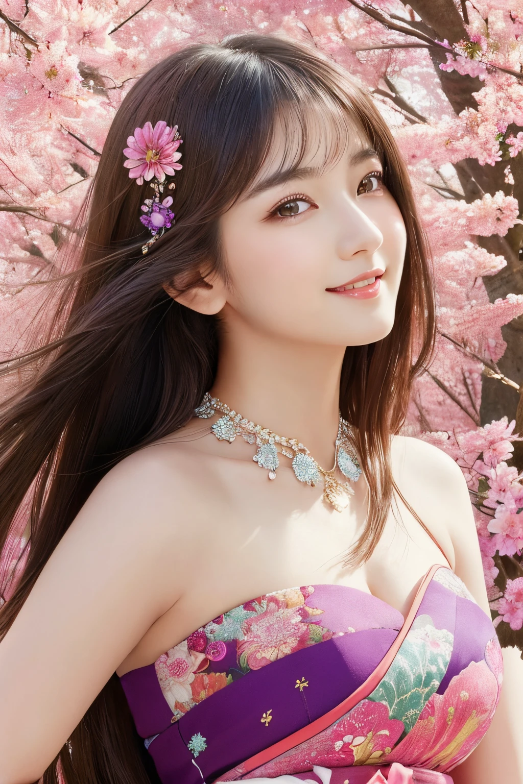 (​masterpiece、top-quality、top-quality、Official art、Beautifully Aesthetic:1.2)、(1girl in)、ighly detailed、(Fractal Art:1.3)、colourfull、highestdetailed,(Poses in motion:1.4)、Detail Beautiful delicate face、Detail Beautiful delicate eyes、Very fine eye definition, (Symmetrical eyes:1.3),((Japan hair)),((Natural smile)),