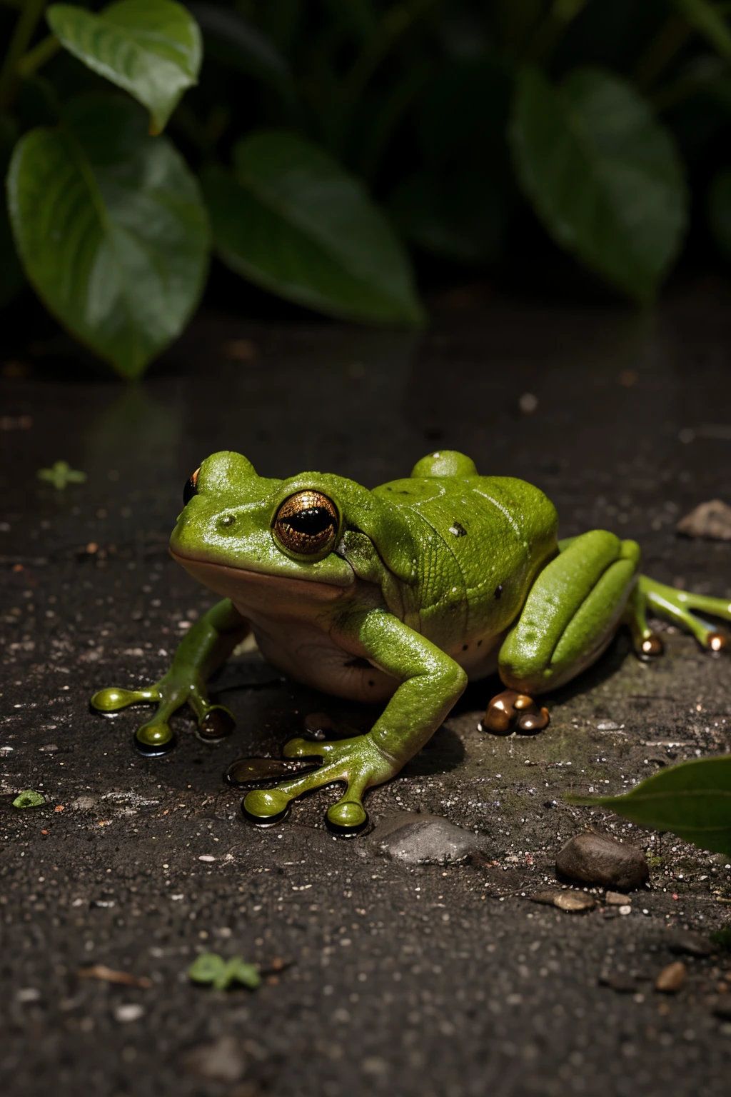a green color mini frog, hyper realistic 4K