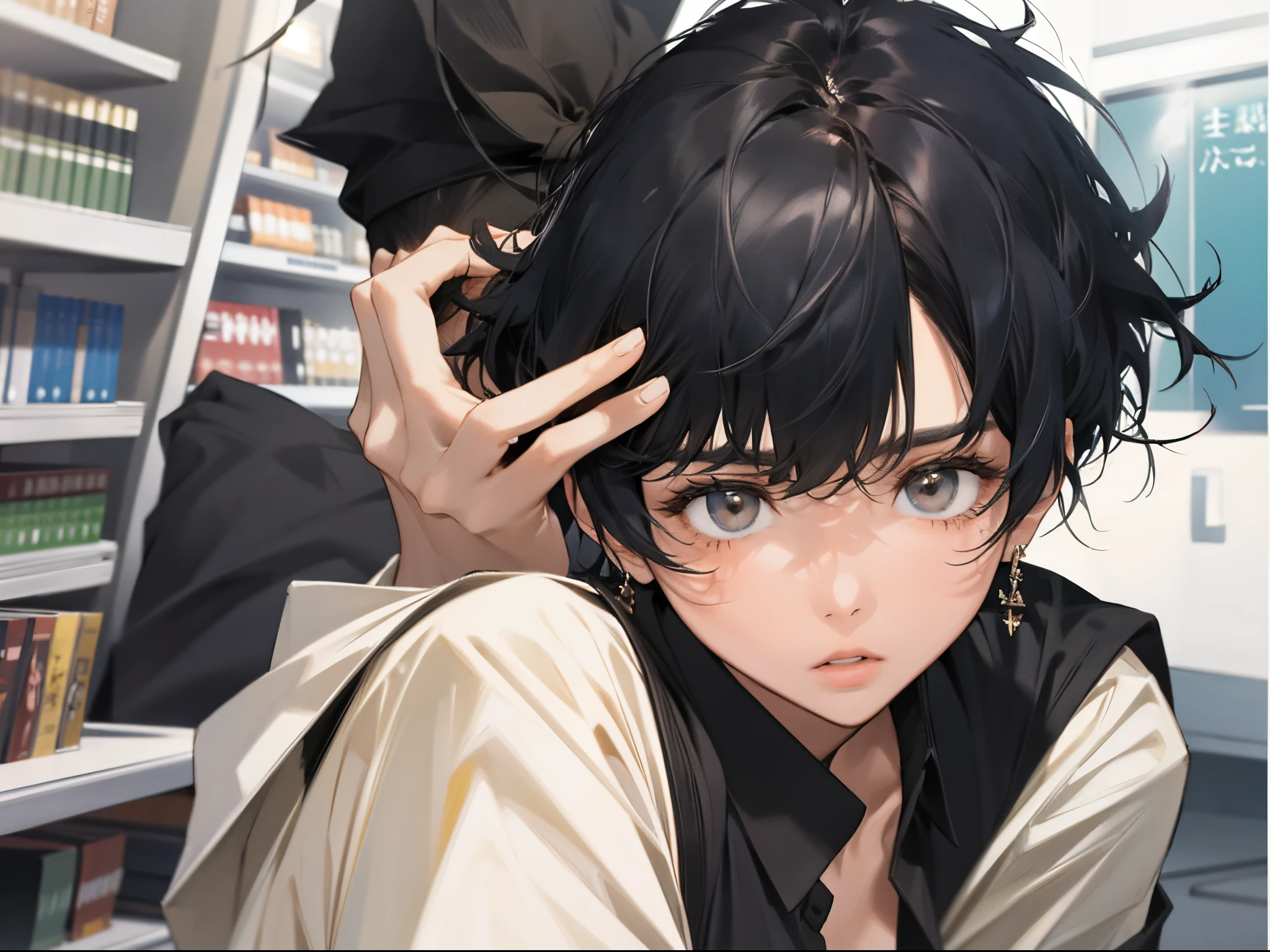 black short hair woman、atlibrary、Boken