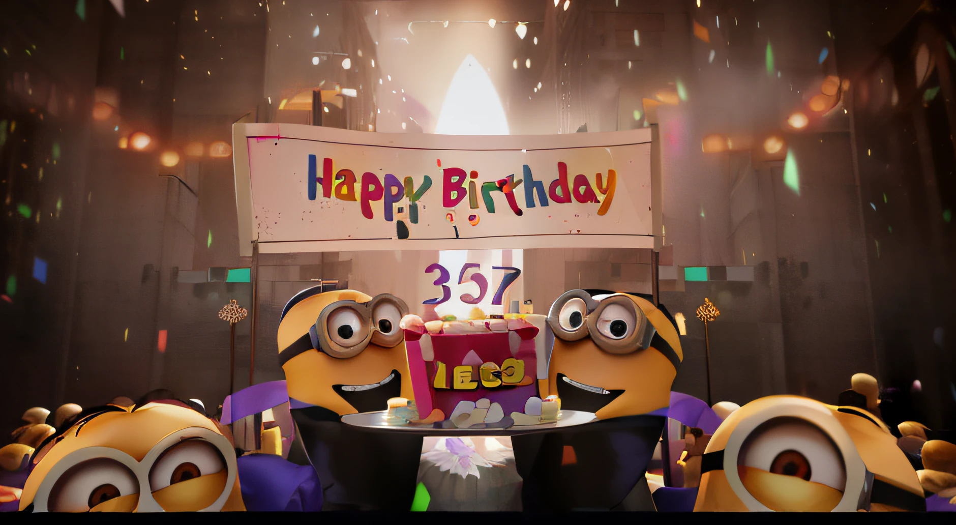 Three minions holding a cake with a happy birthday sign, minions, 3 d animated movie, 3D, 3 days, Or is it《Despicable me》2010, happy birthay, slave scream, Despicable me, Minions, minion background, Pixar Arts 3D, birthday, Happy!!!, He is 35 years old, 3 dimensions, 3 days