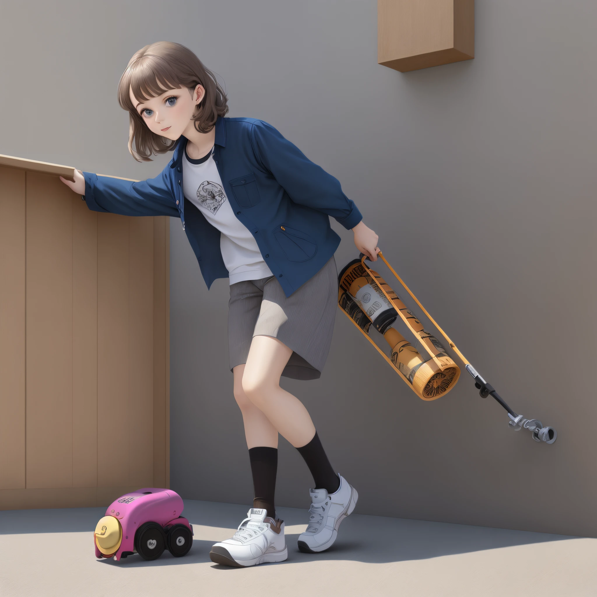 Béquille pour roller avec frein à tambour design minimaliste repliable