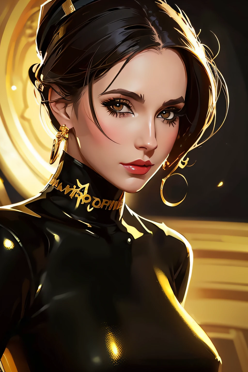 a close up of a woman in a black and gold outfit, wlop art, art of Wlop, wlop and ArtGerm, wlop rossdraws, wlop | ArtGerm, very detailed Artgerm, art of wlop and greg rutkowski, inspired by WLOP, wlop and rossdraws, Alexandra Fomina Artstation