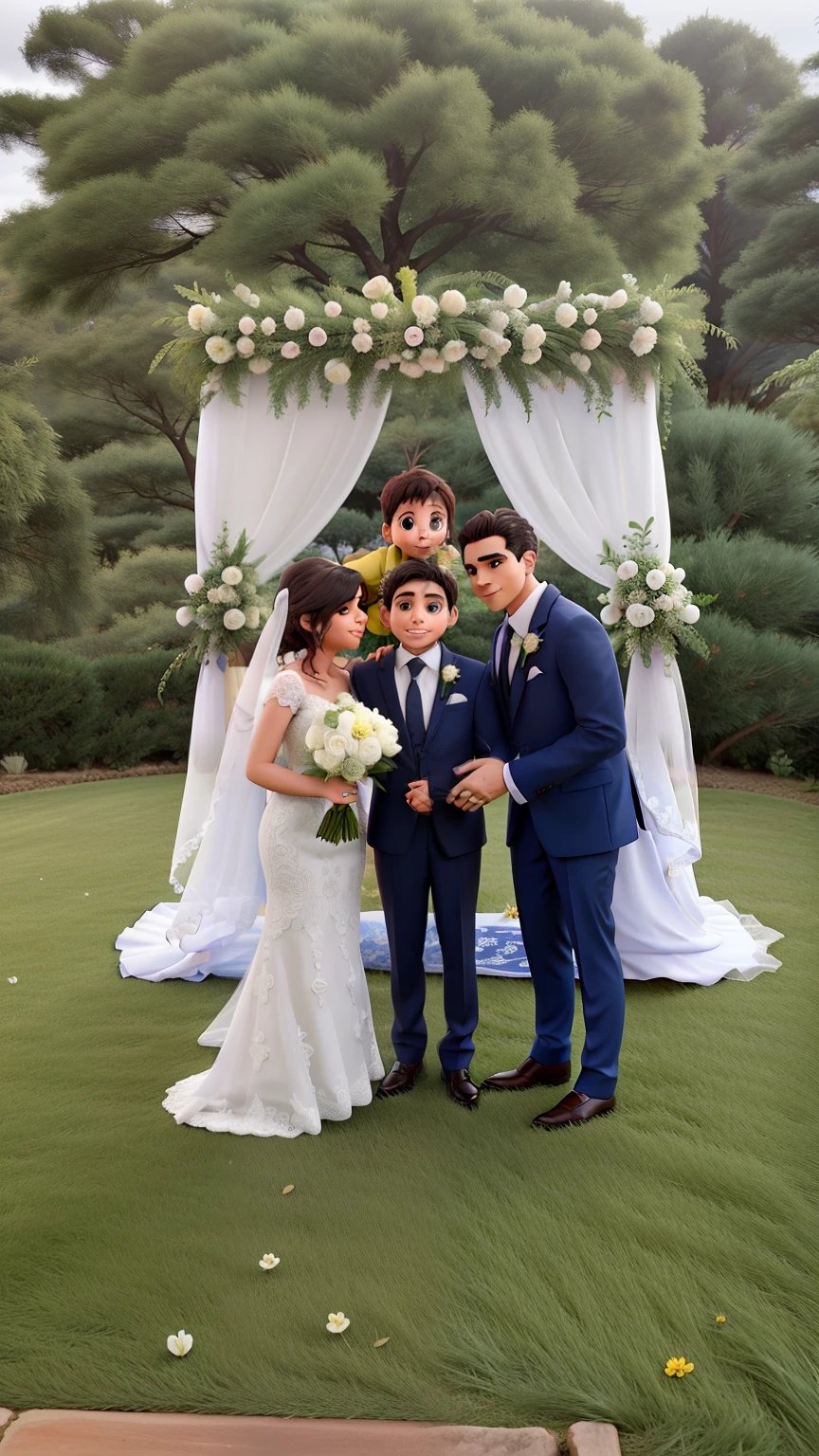 Boda, novia, hijo y marido