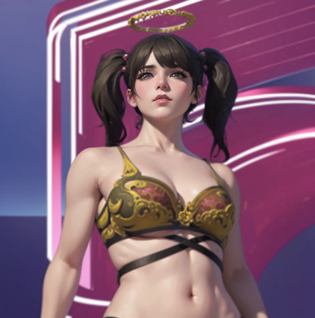1girl,a beautiful fashion model ,(masterpiece, official art, best quality) (perfect eyes) , short and shiny dark blue hair, black streaks in hair, full lips, cute nose, medium breasts, elegant makeup, exhibitionism, naked in public, , slim thighs, toned body, shiny skin, sexy pose,,(( (slender, slim))), gold hoop earrings, eyeshadow, cute face, embarrassed, coy, surprised, blush, glittery skin, girl dancing on stage, skinny thighs, narrow hips, toned stomach, chloeprice, LifeStrangeChloe, tattoos, ((buns hairstyle))