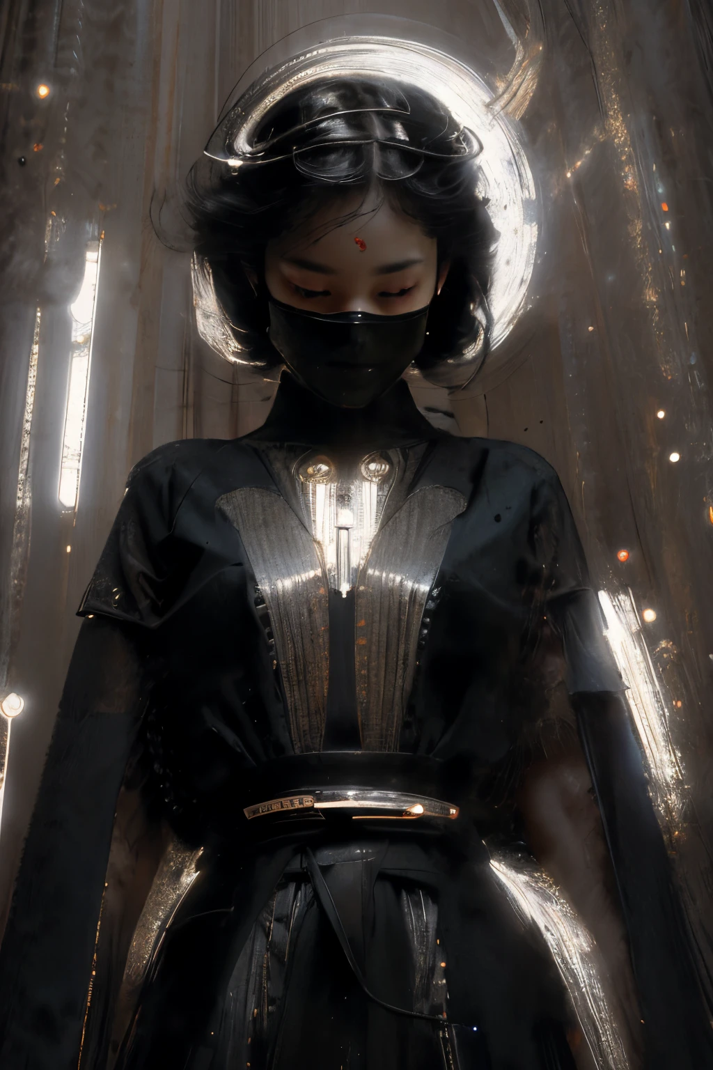 Space, distant stars, fantastic image. Face. Figure. Graceful shapes. Graceful girl.
(High quality), (stylization - animation, realism). Dark cool colors are mixed with warm shades.
Angel girl, photorealistic, cinematic picture, high detail, full black hole, 8K. dynamic expressive image (1 girl; 1.3), Solo, (((Very detailed eyes and face))), Beautiful detailed eyes. masterpiece, best quality, full-length portrait, amazing beauty, dynamic pose, gentle face, and bright eyes. (Front) She wears a sheer, semi-sheer dress that shows off her slender figure. She is an angel who descended into the underworld. She is a savior, a light in a dark kingdom, emitting a soft glow. High detail, other worlds, firelight, detail, high quality, low light, dark environments - the scary cinematic setting is great. Girl with white skin, realistic detailed skin, clear focus, volumetric fog near the floor, 8k, UHD, DSLR, high quality, film grain. photorealism, lomography, fantastic dark art, utopian reality.