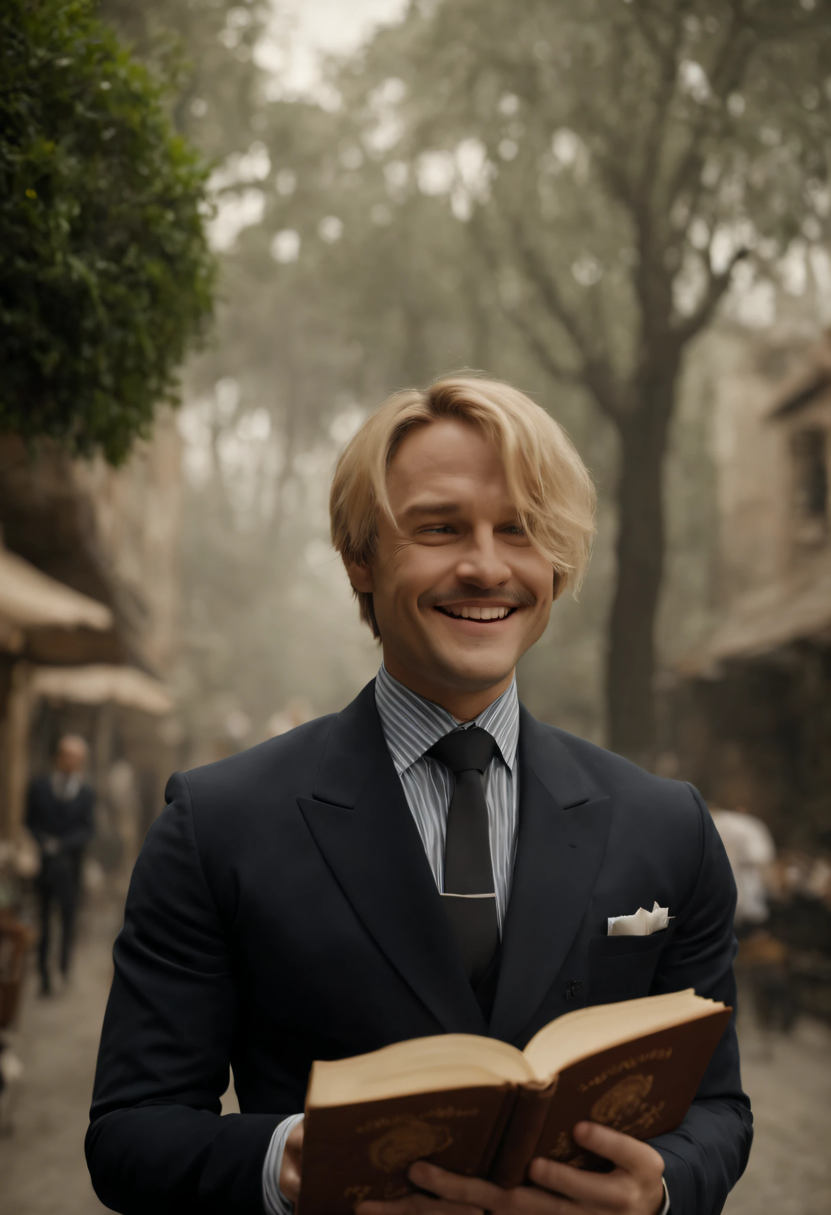 One evening, while sipping coffee at a street-side café, he felt eyes on him. "Look at Liam, always with his nose in a book. Maybe that's why he's always alone?" Marcus sneered, a circle of friends around him laughing in agreement. The sting of their laughter made the coffee taste bitter in cinematic film still sanji at sabaody archipelago, dynamic pose . shallow depth of field, vignette, highly detailed, high budget Hollywood movie by ryan coogler, bokeh, cinemascope, moody, epic, gorgeous, film grain, grainy, mouth.