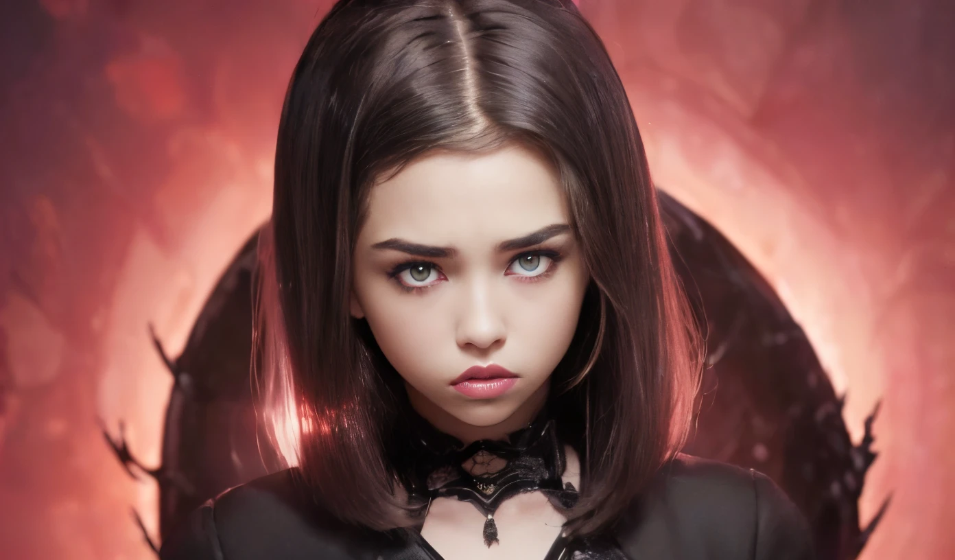 (Lauren Gray:1.2),(Suki Waterhouse:1.3),(Both eyes are the same:1.7),(Narrow waist:1.6),(Fashionable Short Haircut:1.5),( young girl:1.4),(glowing eyes:1.7),(Predatory gaze:1.7).