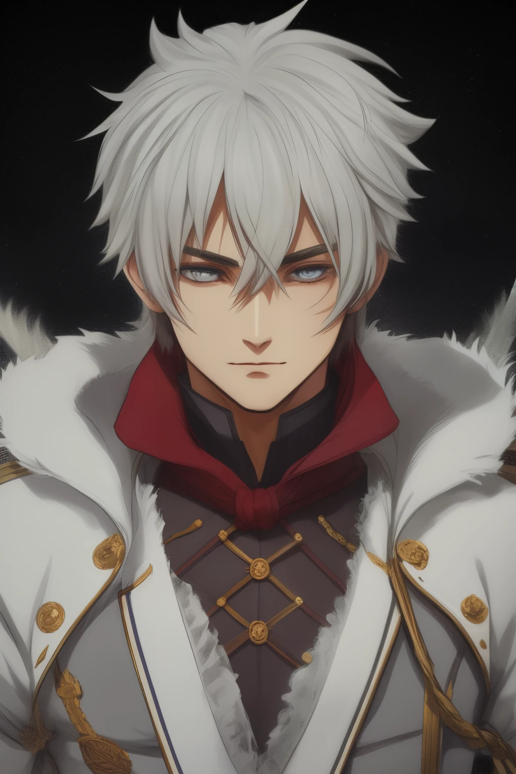 Homem com cabelos longos brancos, anime,