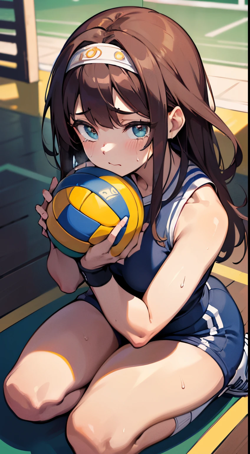unity 8k wallpaper, anatomically correct, (((masterpiece))), (((best quality))), (((ultra detailed))), (((high-resolution))), ((Ultimate cutie)), perfect hands, perfect finger, (((good anatomy))), detailed beautiful face, shiny hair, (((gyaru))), (potbelly), (curvy), medium breasts, ((Thick thighs)), (((solo))), ((seductive smile)), (((blush))),
BREAK, (((sit astride the perfectly spherical shape 6-inch volleyball))), (((Straddling a perfectly spherical 6" volleyball))), (((Perfectly spherical 6" volleyball fits perfectly crotch))), BREAK, (((Rub the Perfectly spherical 6" volleyball against crotch))), (masturbation),
BREAK, (Collared volleyball uniforms), sleeveless, ((buruma)), ((kneepad)), pussy juice stained, (elbow pad), (((sweat))), (((covered in sweat))), ((deep breathing)), in Volleyball Court, indoor, lighting, looking at viewer, full body, (spoken heart)