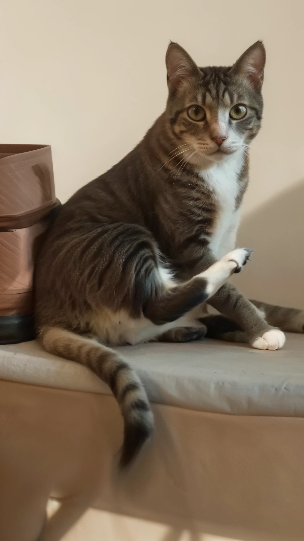 (best quality,4k,8k,A high resolution,master part:1.2),ultra-detalhado,(Realistic,fotorrealista,photo-realistic:1.37),Um gatinho fofo tremeu levemente,textura macia do pelo,Almofadas delicadas para patas,olhos expressivos,Barba contorcida bonito,Signs of vulnerability,Cauda suavemente abanando,playful pose,Art cat illustration,paleta de cores sutil,natural lighting