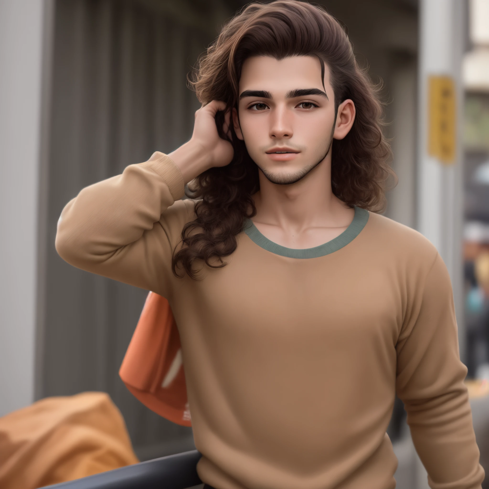 jovem moreno cabelo curto meio forte