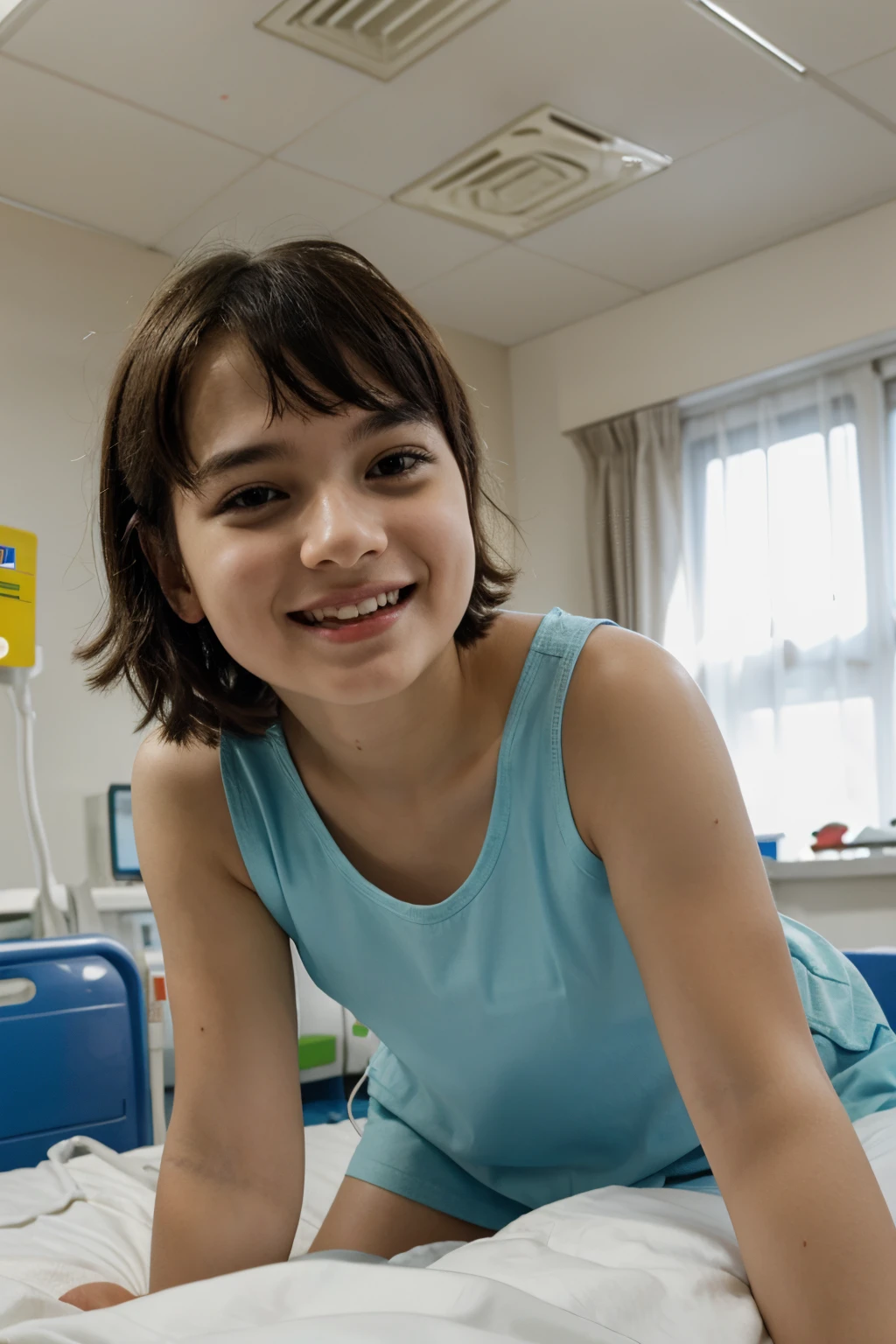 happy autistic child in hospital