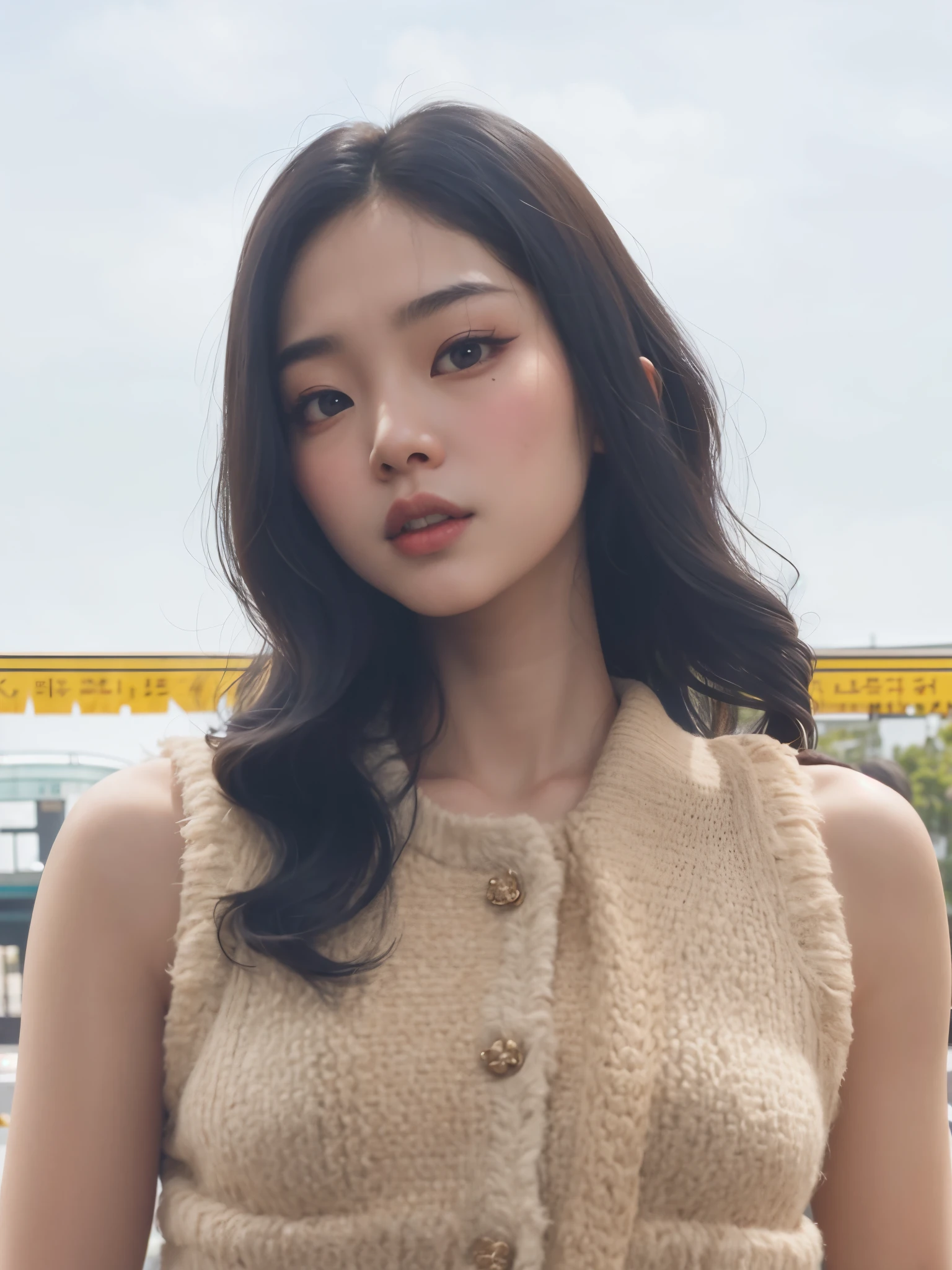 Arafed Asian woman wearing beige vest and black skirt., Blackpink Jennie, Gongbi, Parque Roseanne de Blackpink, a young asian woman, Wenfei Ye, Yanjun Chengt, Heonhwa Choe, Sha Xi, Jaeyeon Nam, Luisa Zhang, Imagen filtrada, Retrato de Jossi de Blackpink, Minchen Shen, Xintong Chen