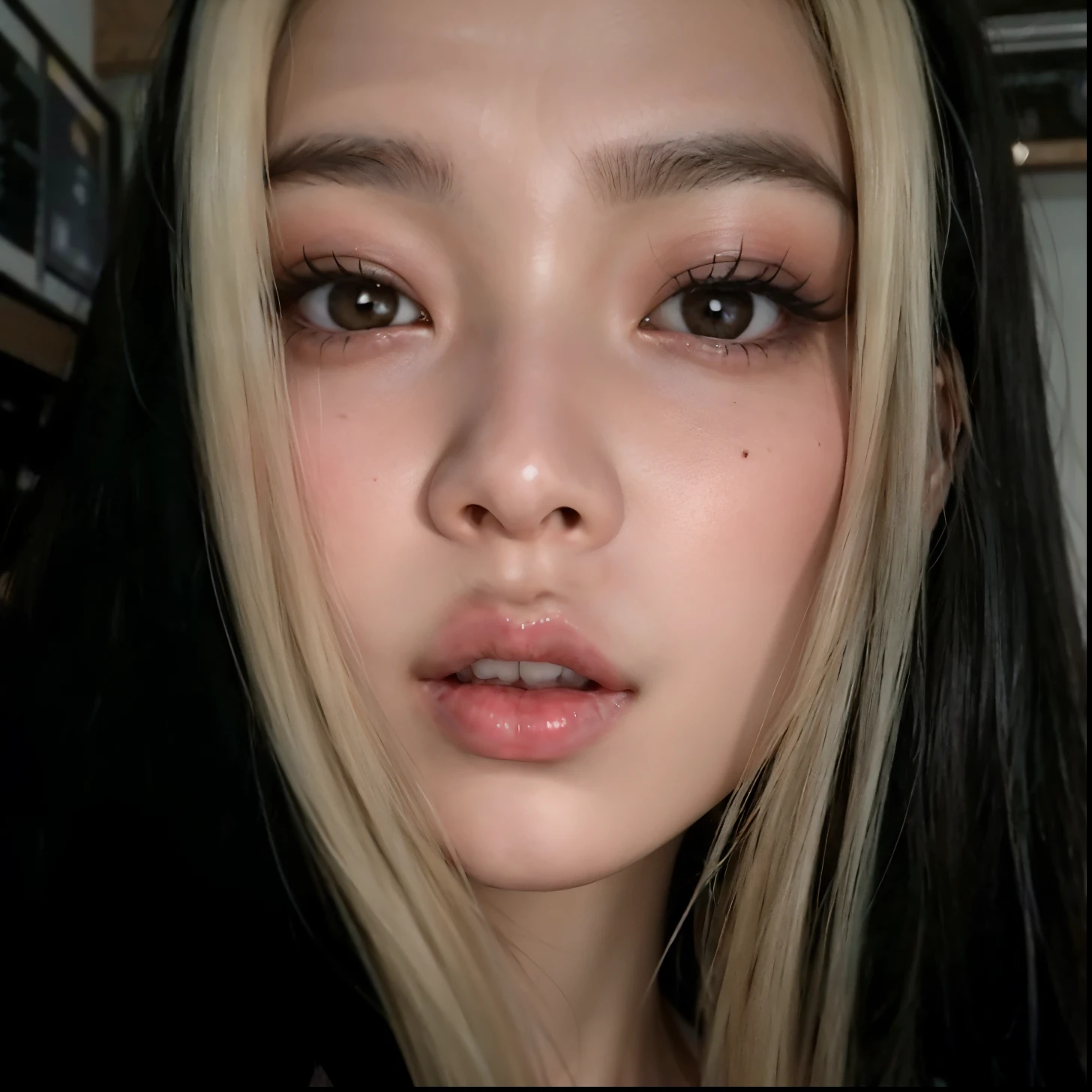 Un primer plano de una mujer con el pelo largo y una chaqueta negra, Blackpink Jennie, Parque Roseanne de Blackpink, foto de perfil, Retrato de Jossi de Blackpink, Jossi de Blackpink, Cl, Jimin\labios regordetes, Cara de cerca, Asian face, Imagen de perfil, Foto de perfil de la foto de cabeza, cruel korean goth girl, Gongbi, Heonhwa Choe