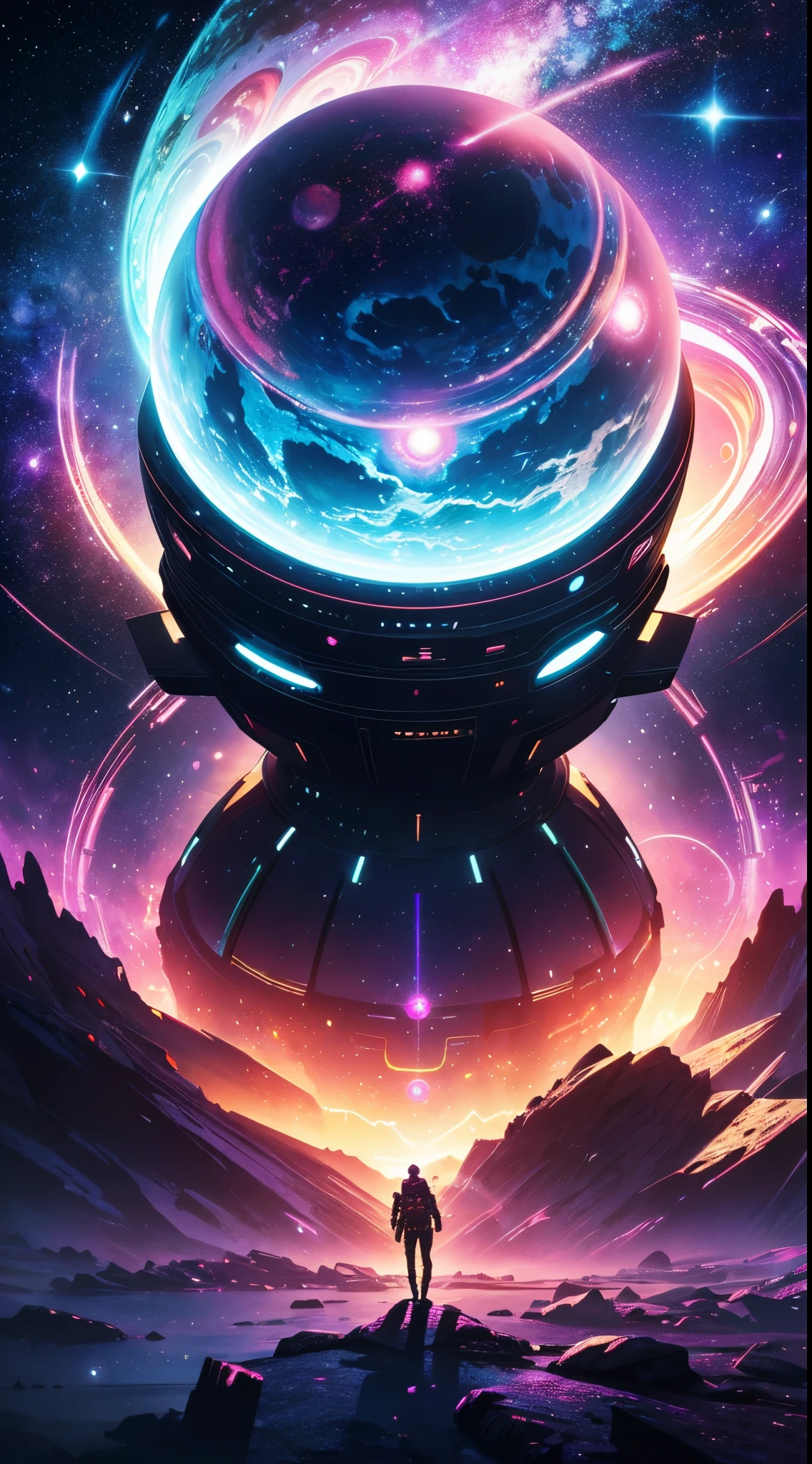 cosmic, space, amazing, a alien planet, breath taking, dream like, colorful, gorgeous,[abstract::6], energetic, contrast, jupiter, mysterious, colorful pllanet, cinematic,crazy, [:, sot,pink:8], deep space, vibrant colors, epic,  intricate,surrealism, epic, (long exposure:1),