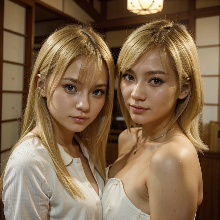 Blonde Russian girl and Japanese girl