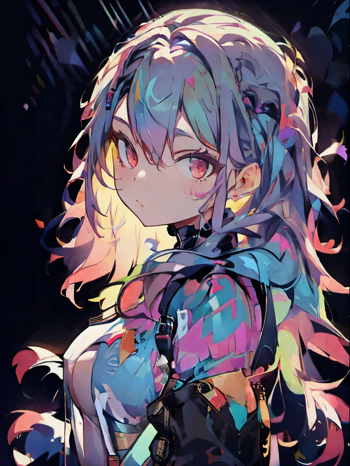 fluffy hair,body paint on naked body