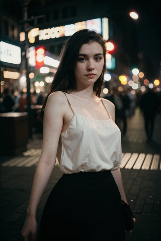 polaroid photo, night photo, photo of 24 y.o beautiful woman, pale skin, bokeh, motion blur