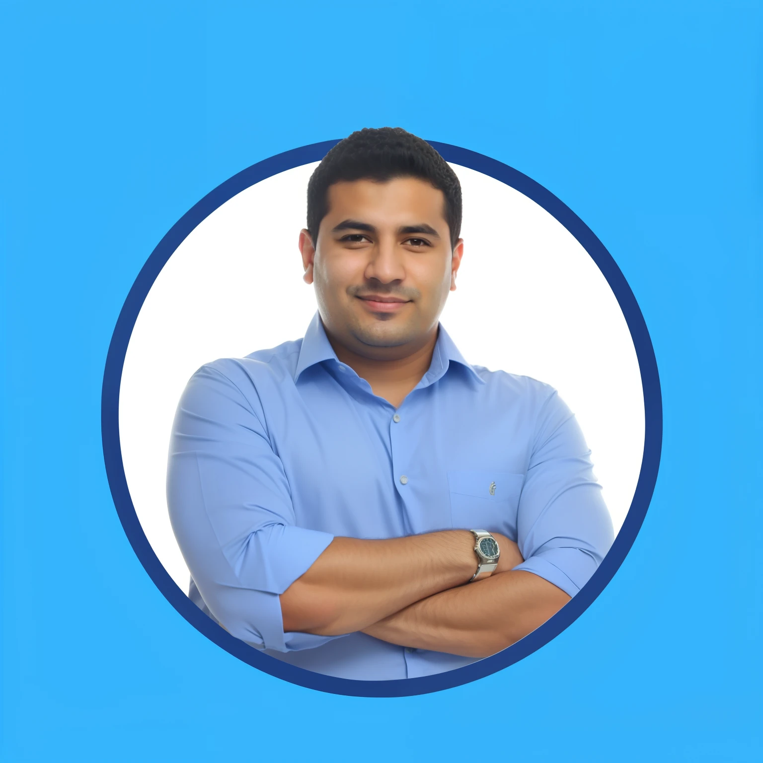 arafed man in a blue shirt with his arms crossed, professional profile picture, avatar for website, reddit post, khyzyl saleem, profile pic, profile portrait, mohamed chahin, alex flores, joel torres, profile shot, #trending, by Luis Miranda, avatar image, profile image, by Hugo Sánchez Bonilla, andres rios