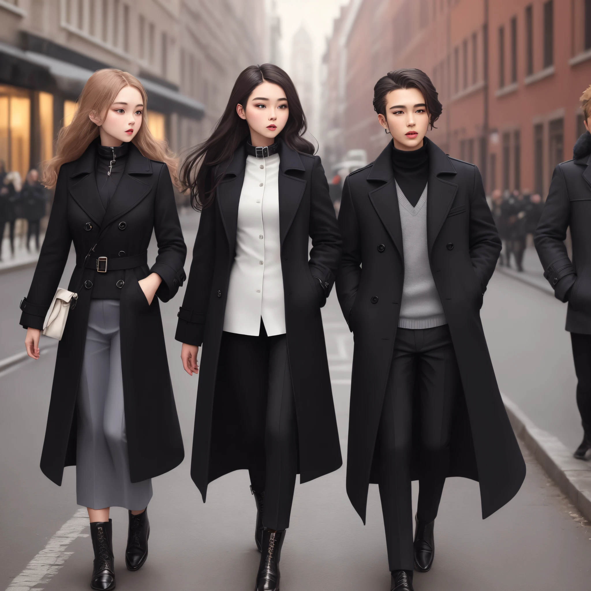 A long coat with an English collar and a body and stylish for girls in black color
