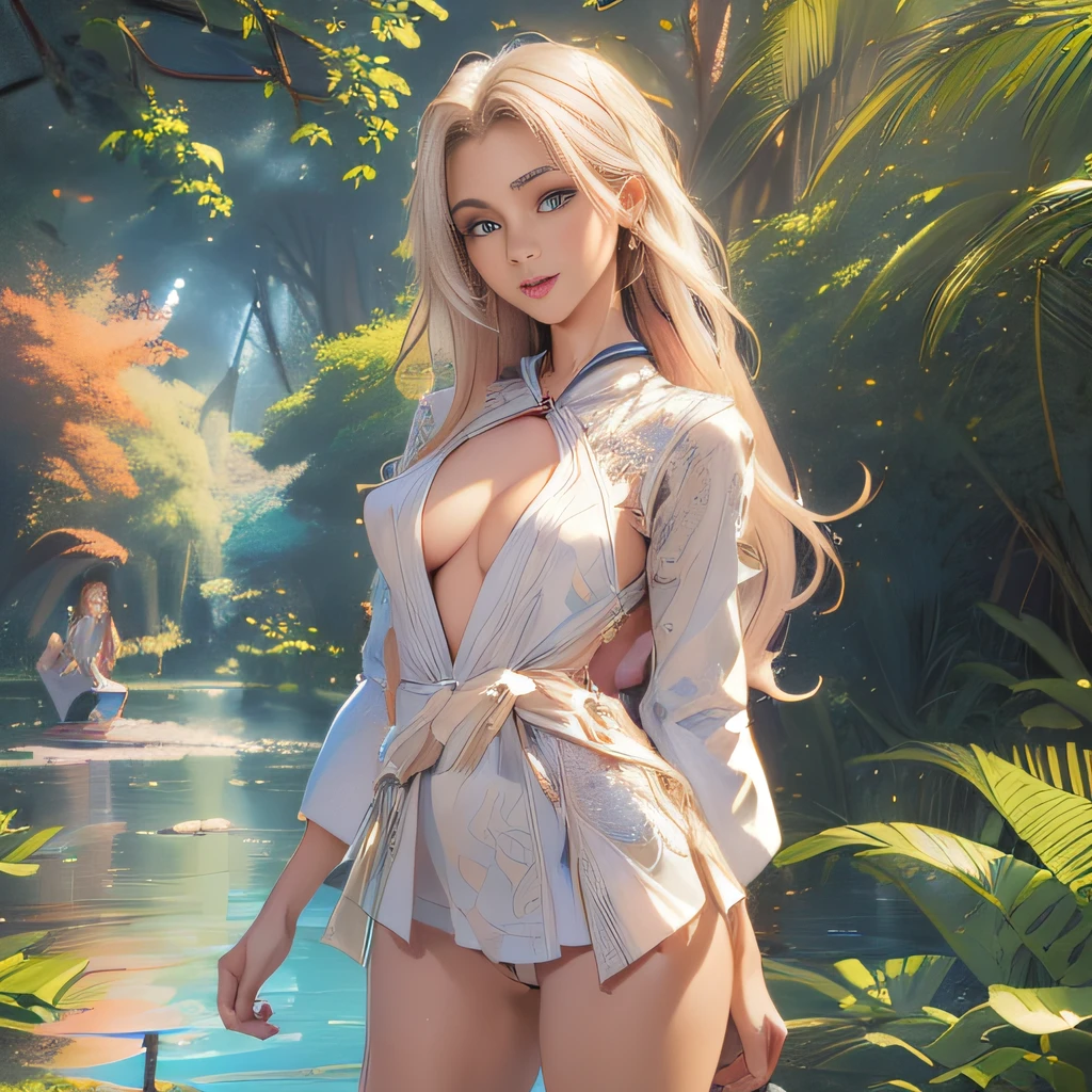 sfw, (Extremely detailed 8k wallpaper:2), (photo:2), (soigne Beautiful girl:2), (gives a lecture to friends:2), detailed (Face and eyes), (hyper realistic:1), (highly detailed:1), (epic realistic:1), rim light, (maximum details:1), cozy, (fullbody:1.3), (looking at viewer:2), (Woman's Attractive Qualities:2), (Attractive Woman:2), (Attractive:2), Smile, Intelligence, Empathy, Gracefulness, Sense of Style, Fitness, Grooming, Optimism, (Sensitivity:2), Sincerity, Romantic Gestures, Playfulness, Fashion Sense, (Sensuality:2), Charm, Modesty, Thoughtfulness, (Femininity:1), Flirtatiousness, Warmth, (Physical attractiveness:2), A beautiful smile, A love of life, strength and power, vulnerability, curiosity, wonder, love, (nature background:2), kawaii, waifu, Beautiful breasts, (attractive body:2), (Beautiful body:2), Beautiful pose, attractive pose, (Beautiful legs:1.0), (spread legs:1.0), (Beautiful clothes:1), (classic clothes:2), (elegant clothes:2), (European clothes:2), detailed clothes, (skirt:1), (blouse:1), (provocative pose)