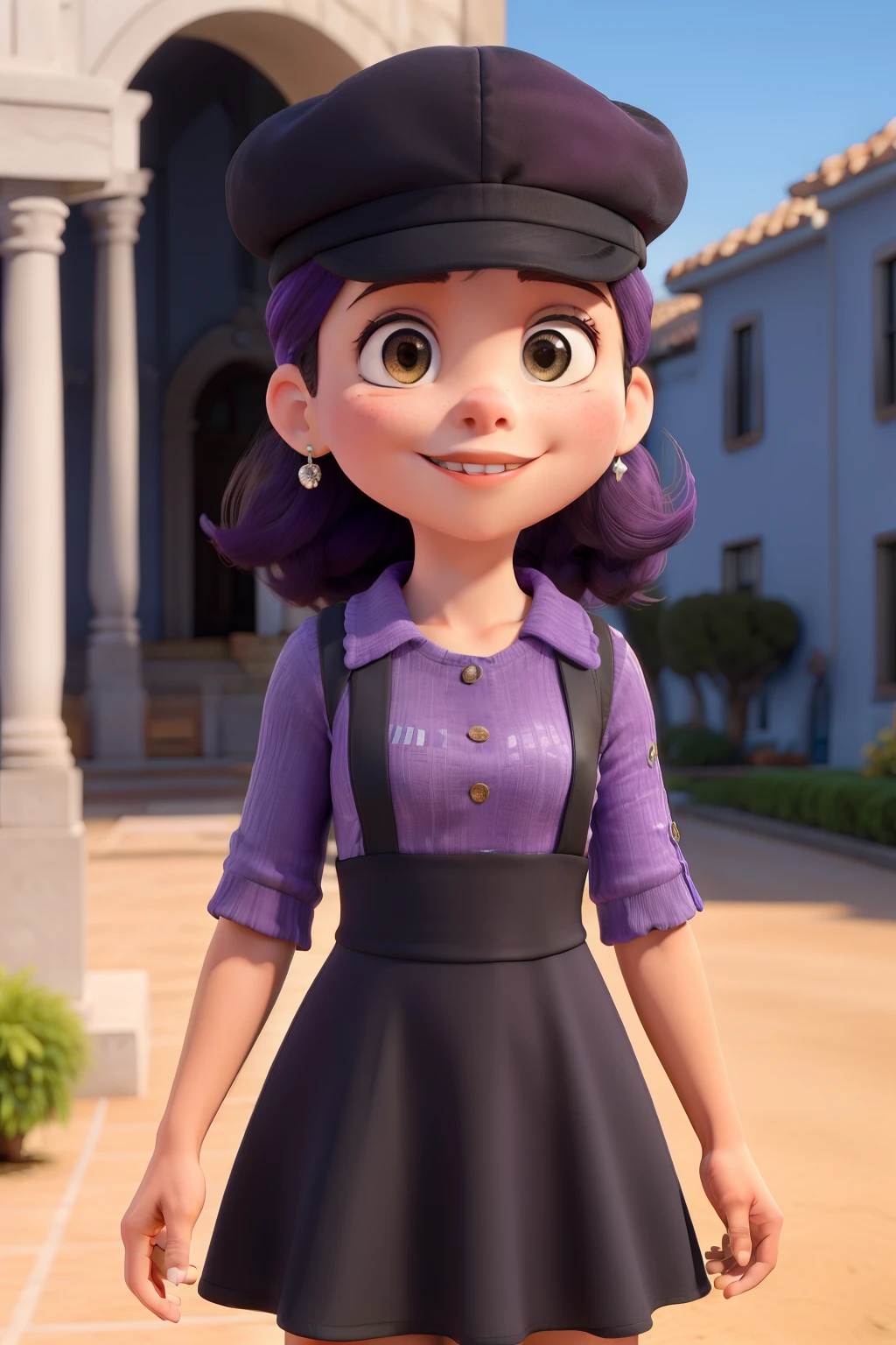 Obra-prima de melhor qualidade,uma menina de vestido roxo,black cap