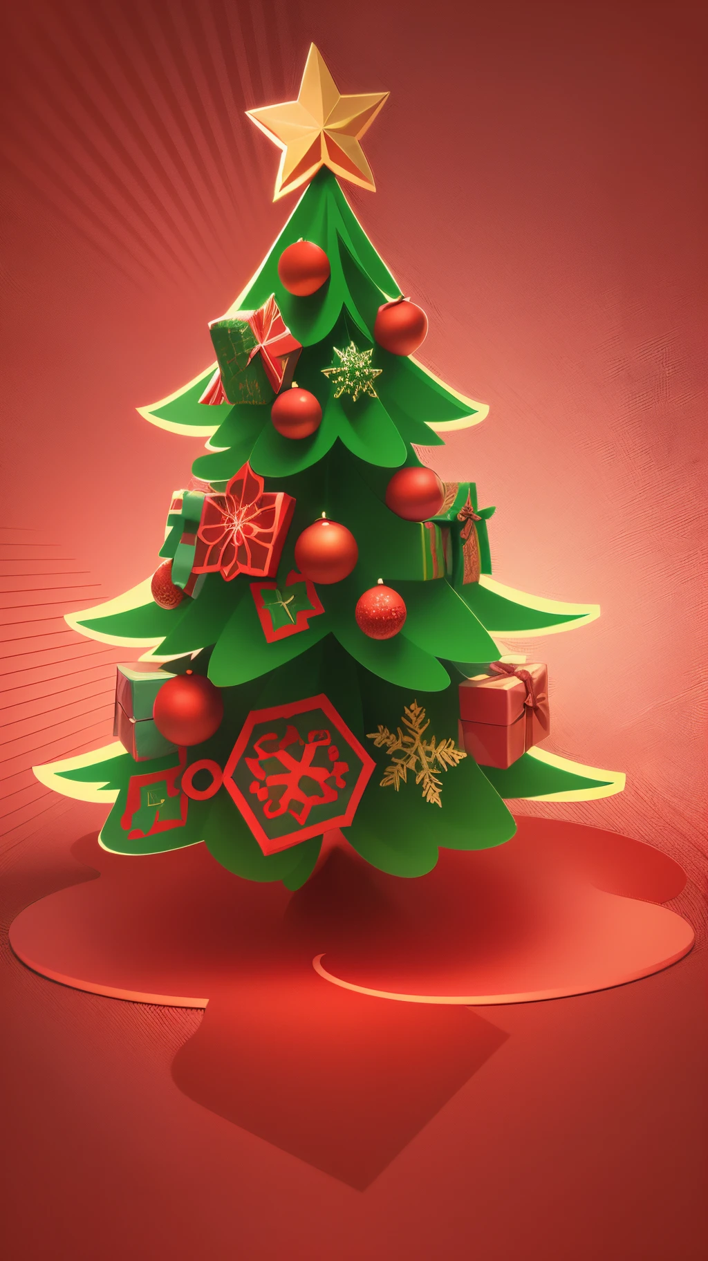 Create an image with a solid red background without elements with a Christmas tree coming out on the left side, without interfering in the middle and on the right side, leaving them free and without elements with a solid background. --auto --s2