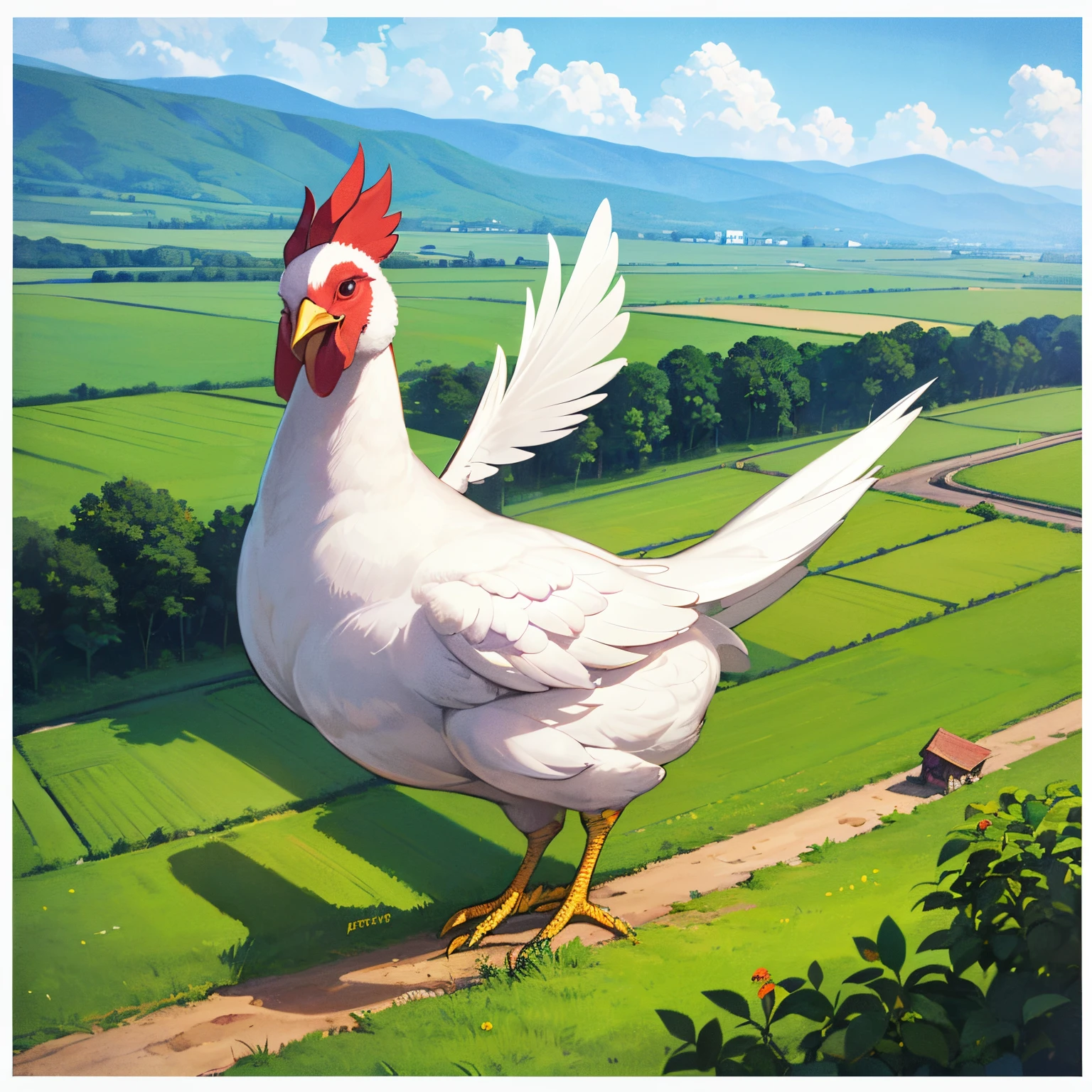 (tmasterpiece, top-quality, Best quality at best, offcial art, Beautiful and beautiful:1.2), Farms,chicken
