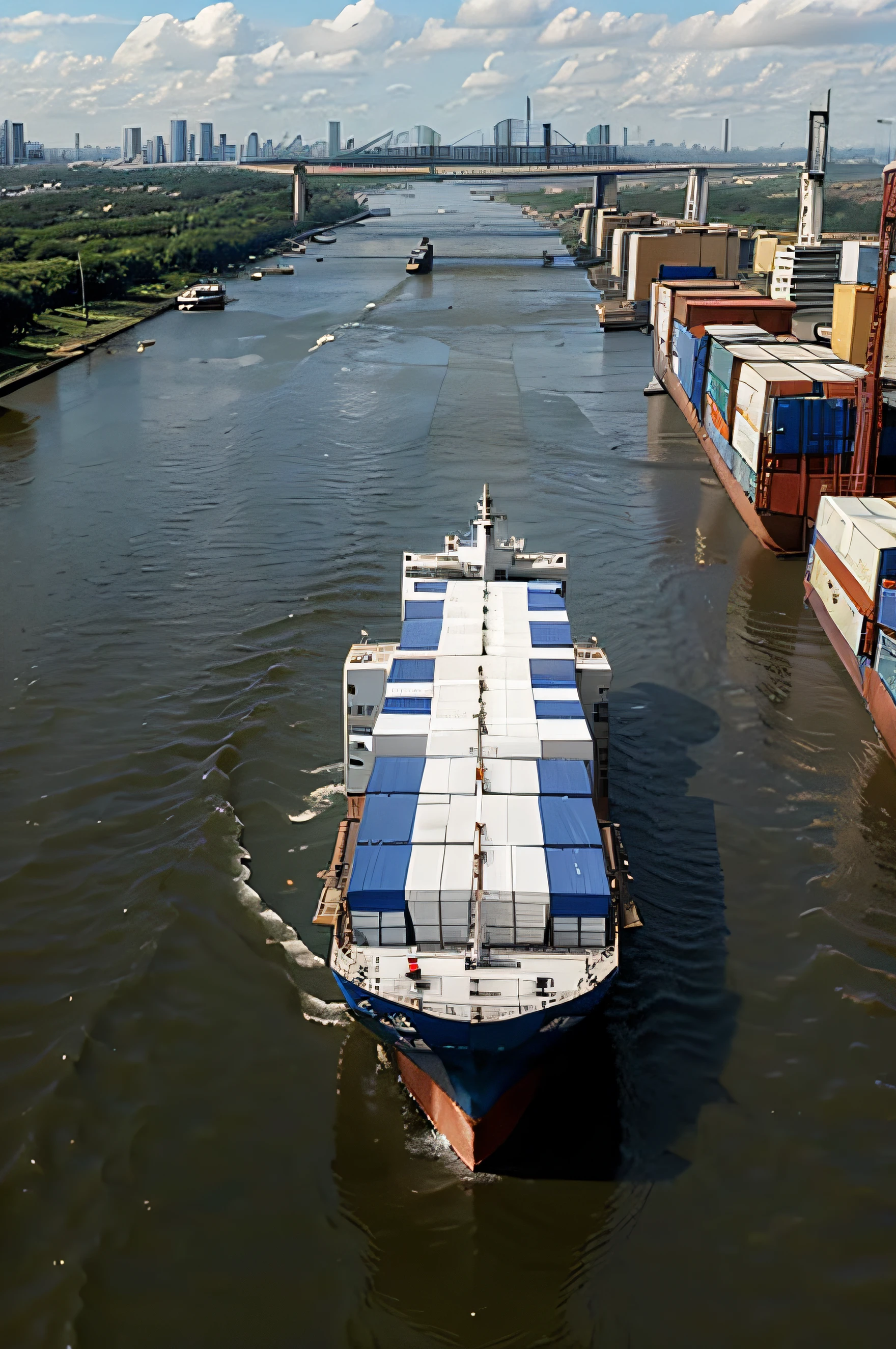 cargo ship on the Tiete River São Paulo