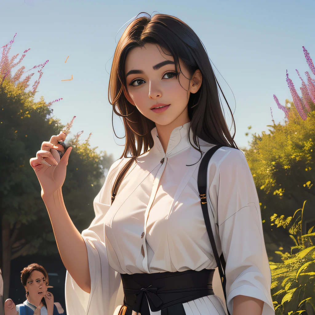 sfw, (Extremely detailed 8k wallpaper:2), (photo:2), (soigne Beautiful girl:2), (gives a lecture to friends:2), detailed (Face and eyes), (hyper realistic:1), (highly detailed:1), (epic realistic:1), rim light, (maximum details:1), cozy, (fullbody:1.0), (looking at viewer:2), (Woman's Attractive Qualities:2), (Attractive Woman:2), (Attractive:2), Smile, Intelligence, Empathy, Gracefulness, Sense of Style, Fitness, Grooming, Optimism, (Sensitivity:2), Sincerity, Romantic Gestures, Playfulness, Fashion Sense, (Sensuality:2), Charm, Modesty, Thoughtfulness, (Femininity:1), Flirtatiousness, Warmth, (Physical attractiveness:2), A beautiful smile, A love of life, strength and power, vulnerability, curiosity, wonder, love, (nature background:2), kawaii, waifu, Beautiful breasts, (attractive body:2), (Beautiful body:2), Beautiful pose, attractive pose, (Beautiful legs:1.0), (spread legs:1.0), (Beautiful clothes:1), (classic clothes:2), (elegant clothes:2), (European clothes:2), detailed clothes, (skirt:1), (blouse:1), (provocative pose)