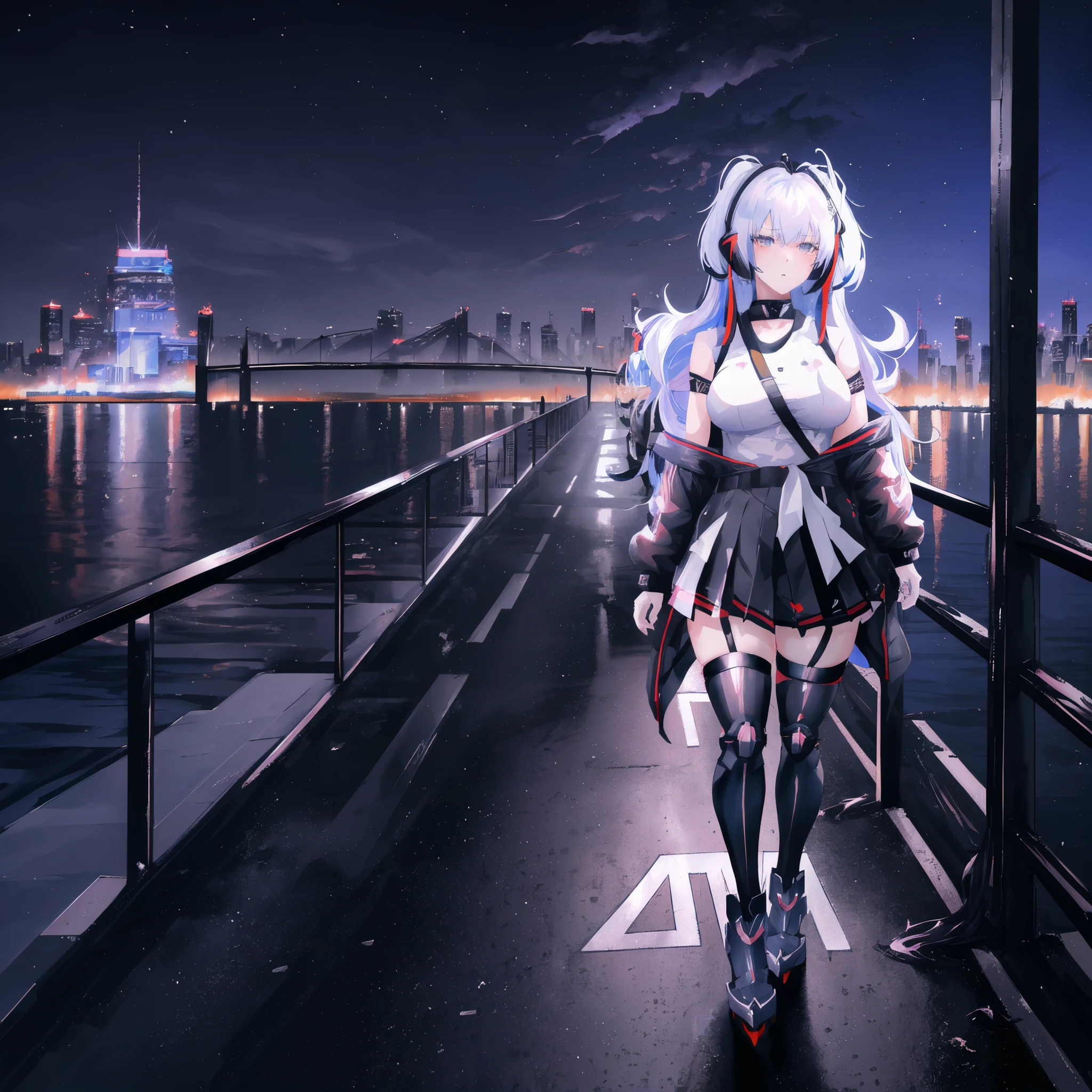 anime girl with black and white hair and a black top, best anime 4k konachan wallpaper, badass anime 8 k, azur lane style, from the azur lane videogame, from girls frontline, female action anime girl, kantai collection style, seductive anime girl, digital cyberpunk anime art, anime style 4 k, cyberpunk anime girl, cyberpunk anime girl mech