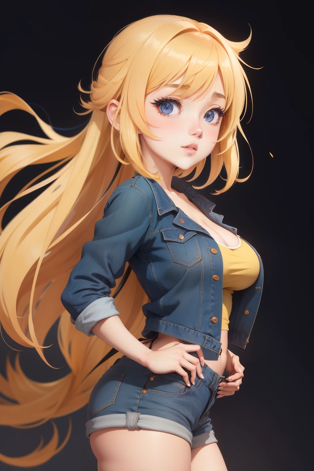 anime girl avec de gros seins posant dans un haut jaune et un jean, séduisante fille d’anime, Ilya Kuvshinov. 4 km, [ Art numérique 4 km ]!!, Style Anime 3D réaliste, Jolie fille d’anime, Artgerme extrêmement détaillé, Oppai, Style anime 4 K, Rendu photo réaliste Anime girl, Anime hyper réaliste, style anime. 8k