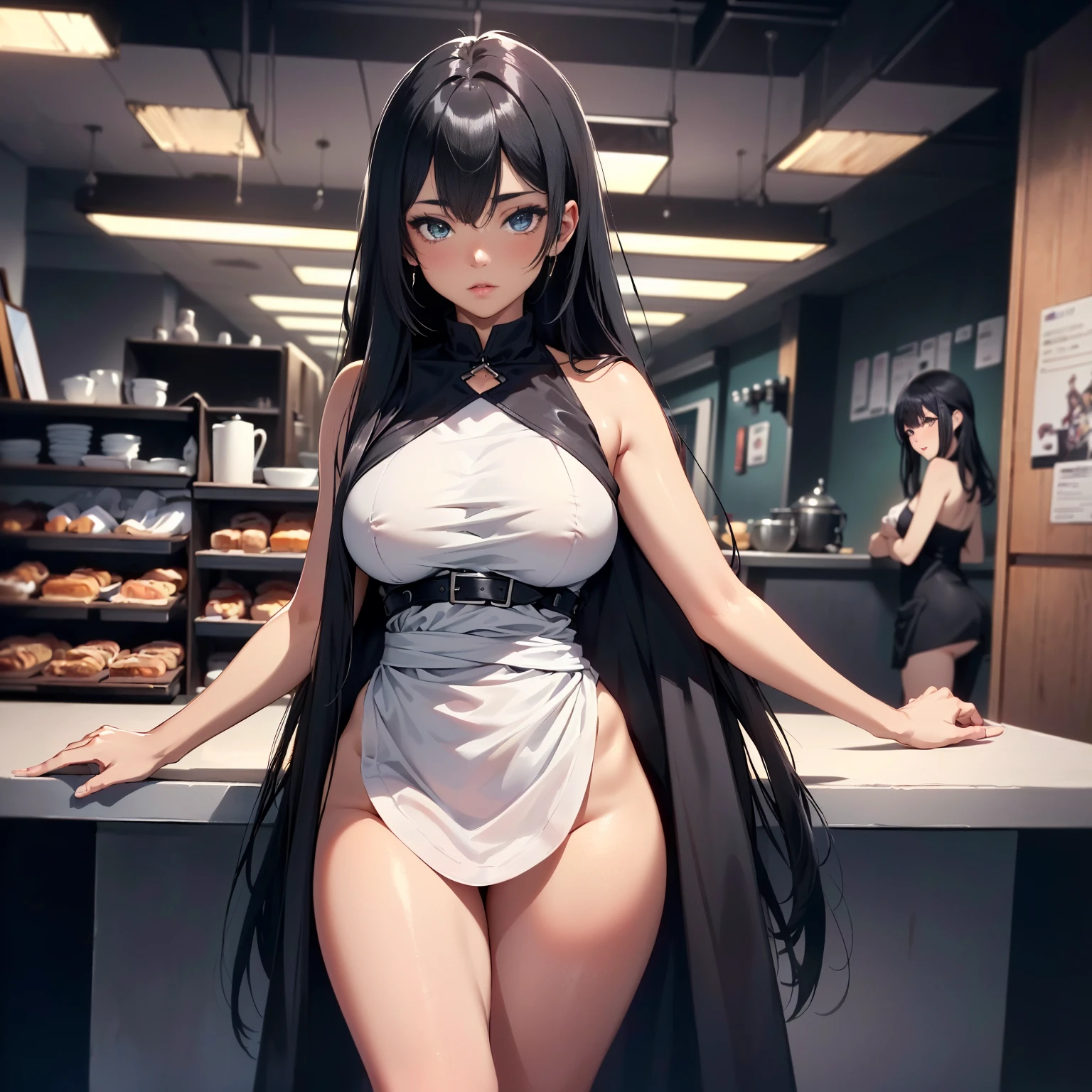 (((1man)))

darkskin , extremely handsome and attractive, muscular, serving  customers in a cosplay cafe 

,firm body, darkskin, Black hair hightop , half shaved hair, long hair,heterochromia black, and greeen, upturned seductive eyes, smug, bare shoulders, apron, large, vascular, girthy  , cosplayer (ripped abdomen,narrow waist,athletic body,musclar legs,delicate detailed fingers,detailed body,detailed arms,human hands, detailed hands)


((perfect eyes, beautiful detailed eyes, finely detailed beautiful eyes, big highlight on eyes, lustrous skin,dark skin,melaninated,shiny skin,very shiny skin,shiny body,plastic glitter skin,exaggerated shiny skin),

Dominant,perverse,seductive,erotic,nsfw, 

,revealing clothing,show skin,(, apron,  large buldge (,semi-  ,),(detailed outfit,detailed clothes),

dynamic pose centered, scale to fit dimensions, Rule of thirds,

, , (cosplay cafe, Background dark,strobelight, thick clouds, detailed background),

(best quality), (high resolution), (sharp focus), (ultra detailed), (extremely detailed), (extremely high quality artwork), ((masterpiece, ultra-detailed, highly detailed)) ( full body, (split pov), , ( sense of depth, depth of field, ), anime-realism, (sexcore)) Nsfw, movie scene, photorealistic, , real 3d, depth of field, dynamic angle, scenery, dramatic lighting, volumetric lighting,,Dark Skin