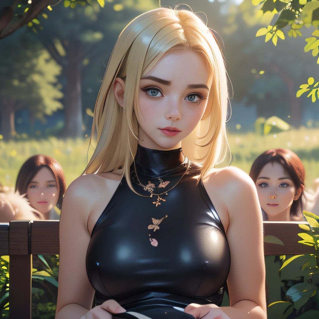 sfw, (Extremely detailed 8k wallpaper:2), (photo:2), (soigne Beautiful girl:2), (gives a lecture to friends:2), detailed (Face and eyes), (hyper realistic:1), (highly detailed:1), (epic realistic:1), rim light, (maximum details:1), cozy, (fullbody:1.0), (looking at viewer:2.0), (Woman's Attractive Qualities:2), (Attractive Woman:2), (Attractive:2), Smile, Intelligence, Empathy, Gracefulness, Sense of Style, Fitness, Grooming, Optimism, (Sensitivity:2), Sincerity, Romantic Gestures, Playfulness, Fashion Sense, (Sensuality:2), Charm, Modesty, Thoughtfulness, (Femininity:1), Flirtatiousness, Warmth, (Physical attractiveness:2), A beautiful smile, A love of life, strength and power, vulnerability, curiosity, wonder, love, (nature background:2), kawaii, waifu, Beautiful breasts, (attractive body:2), (Beautiful body:2), Beautiful pose, attractive pose, (Beautiful legs:1.0), (spread legs:1.0), (Beautiful clothes:1), (classic clothes:2), (elegant clothes:2), (European clothes:2), detailed clothes, (skirt:1), (blouse:1), (provocative pose)