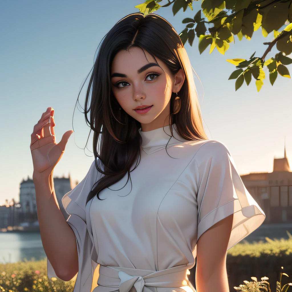 sfw, (Extremely detailed 8k wallpaper:2), (photo:2), (soigne Beautiful girl:2), (gives a lecture to friends:2), detailed (Face and eyes), (hyper realistic:1), (highly detailed:1), (epic realistic:1), rim light, (maximum details:1), cozy, (fullbody:1.0), (looking at viewer:2.0), (Woman's Attractive Qualities:2), (Attractive Woman:2), (Attractive:2), Smile, Intelligence, Empathy, Gracefulness, Sense of Style, Fitness, Grooming, Optimism, (Sensitivity:2), Sincerity, Romantic Gestures, Playfulness, Fashion Sense, (Sensuality:2), Charm, Modesty, Thoughtfulness, (Femininity:1), Flirtatiousness, Warmth, (Physical attractiveness:2), A beautiful smile, A love of life, strength and power, vulnerability, curiosity, wonder, love, (nature background:2), kawaii, waifu, Beautiful breasts, (attractive body:2), (Beautiful body:2), Beautiful pose, attractive pose, (Beautiful legs:1.0), (spread legs:1.0), (Beautiful clothes:1), (classic clothes:2), (elegant clothes:2), (European clothes:2), detailed clothes, (skirt:1), (blouse:1), (provocative pose)