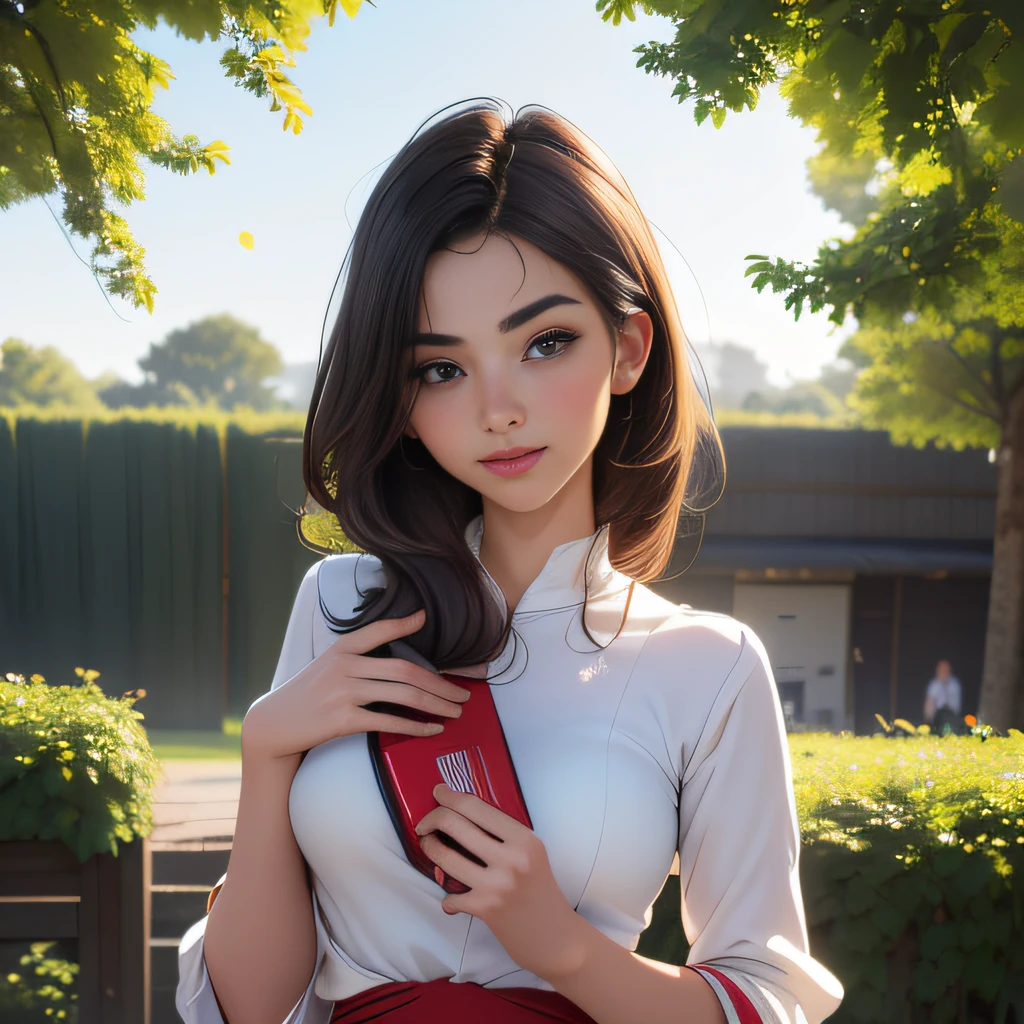 sfw, (Extremely detailed 8k wallpaper:2), (photo:2), (soigne Beautiful girl:2), (gives a lecture to friends:2), detailed (Face and eyes), (hyper realistic:1), (highly detailed:1), (epic realistic:1), rim light, (maximum details:1), cozy, (fullbody:1.0), (looking at viewer:2.0), (Woman's Attractive Qualities:2), (Attractive Woman:2), (Attractive:2), Smile, Intelligence, Empathy, Gracefulness, Sense of Style, Fitness, Grooming, Optimism, (Sensitivity:2), Sincerity, Romantic Gestures, Playfulness, Fashion Sense, (Sensuality:2), Charm, Modesty, Thoughtfulness, (Femininity:1), Flirtatiousness, Warmth, (Physical attractiveness:2), A beautiful smile, A love of life, strength and power, vulnerability, curiosity, wonder, love, (nature background:2), kawaii, waifu, Beautiful breasts, (attractive body:2), (Beautiful body:2), Beautiful pose, attractive pose, (Beautiful legs:1.0), (spread legs:1.0), (Beautiful clothes:1), (classic clothes:2), (elegant clothes:2), (European clothes:2), detailed clothes, (skirt:1), (blouse:1), (provocative pose)
