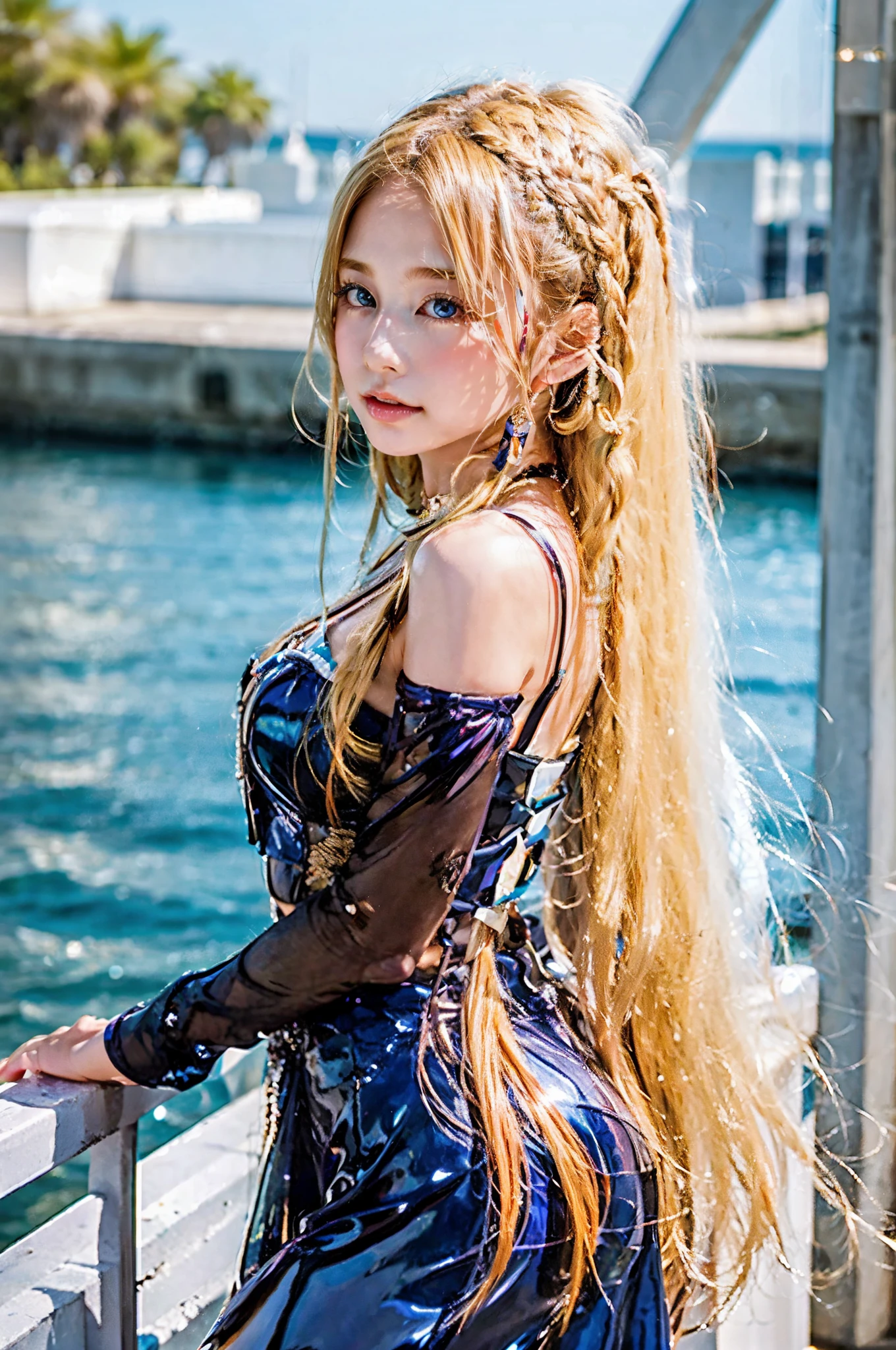 1 girl, very disheveled hair, blonde, very beautiful straight long glossy hair, very young and beautiful pretty face, shiny shiny beautiful skin, solo, super high quality, hard focus, film grain, super high resolution, masterpiece, nice detailed crystal clear light blue eyes,