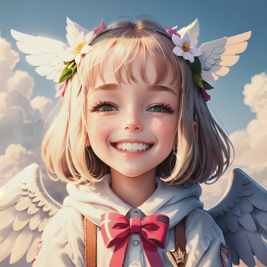 Please make a cute smiling angel sticker