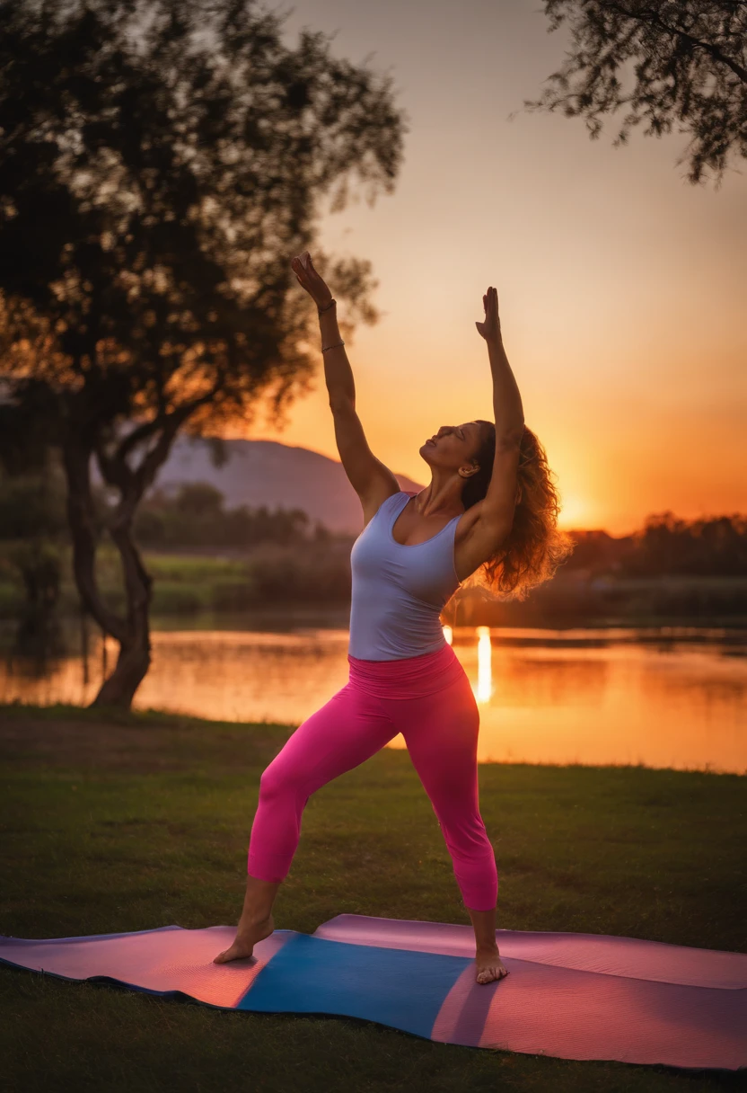 A picture of her showing off her new yoga moves in front of a beautiful sunset,original,Hot mom with plastic surgery, lives in brentwood, CA