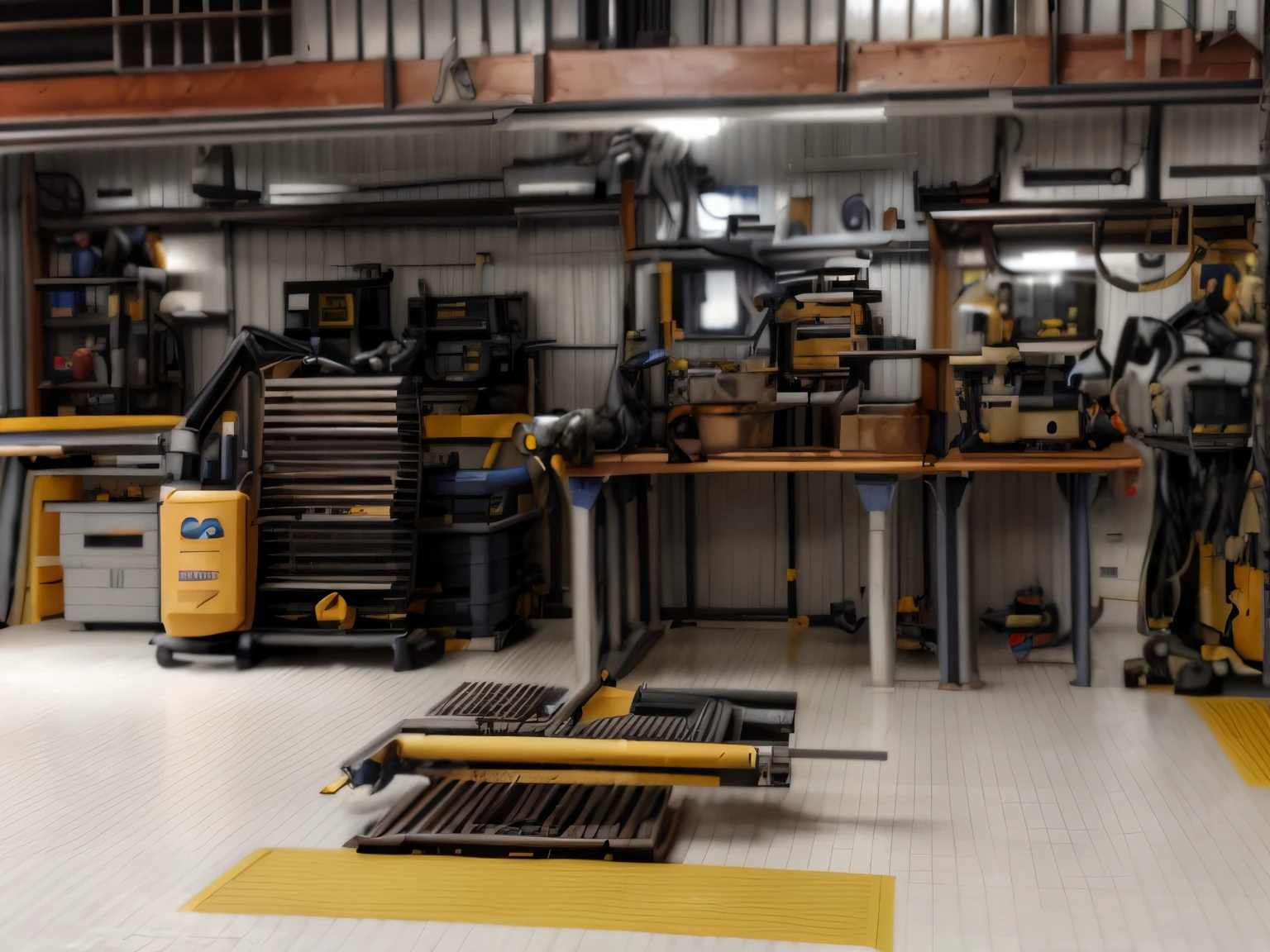 hay una sala con muchas herramientas y equipos, Maintenance area, Robot Repair Shop, Engineering Bay, en un taller, VTT Foundry, Robot Repair Shop, Antecedentes del taller, Factory Plant, taller, taller, inside iron and machines, taller real, Subido, Formula 1 garage, sierras, Postura del hombro en la parte delantera, album photo