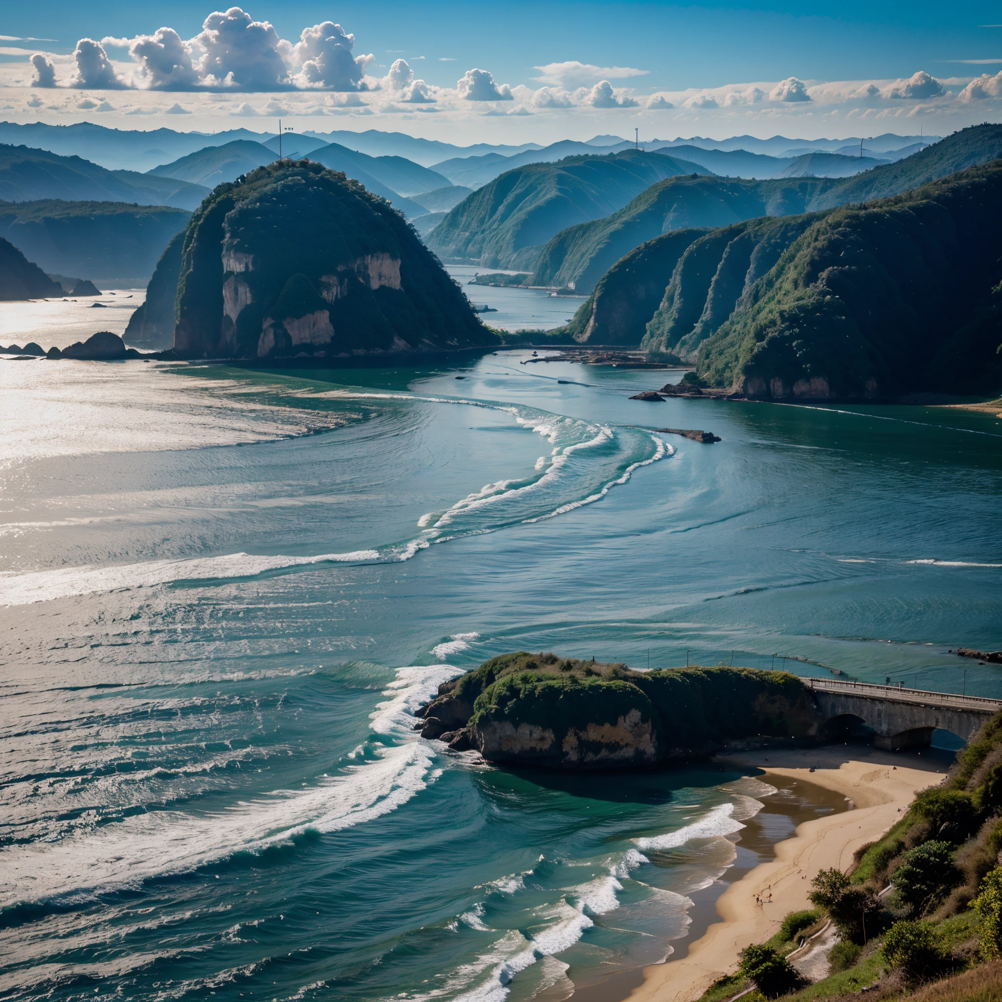Paisagem com ondas perfeitas