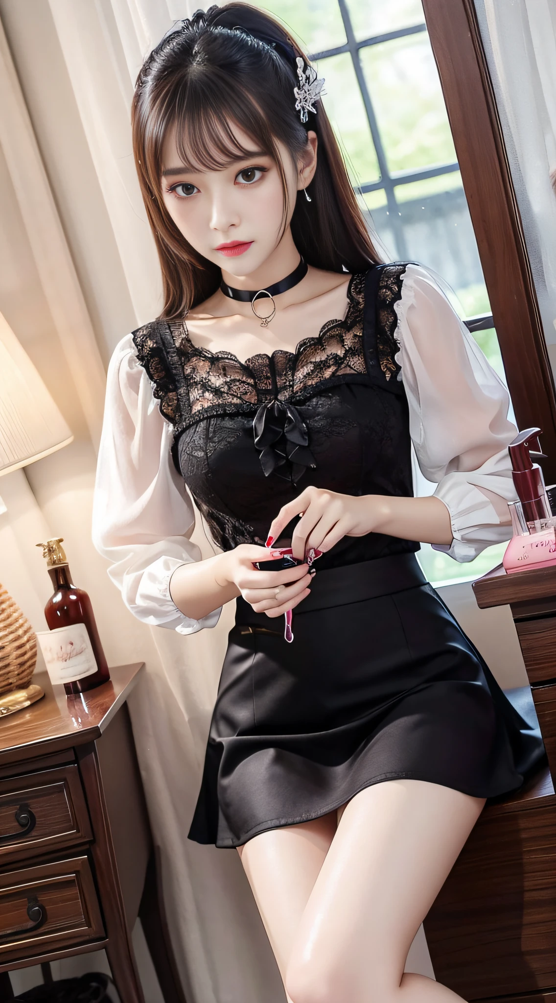 Charming beauties、blouse、tight skirts、Evil Fall、dark、brainwash、Brainwashing device、panthyhose、lacy fabric、beauty legs、a choker、Brainwashing makeup、liquids、brainwashing liquid